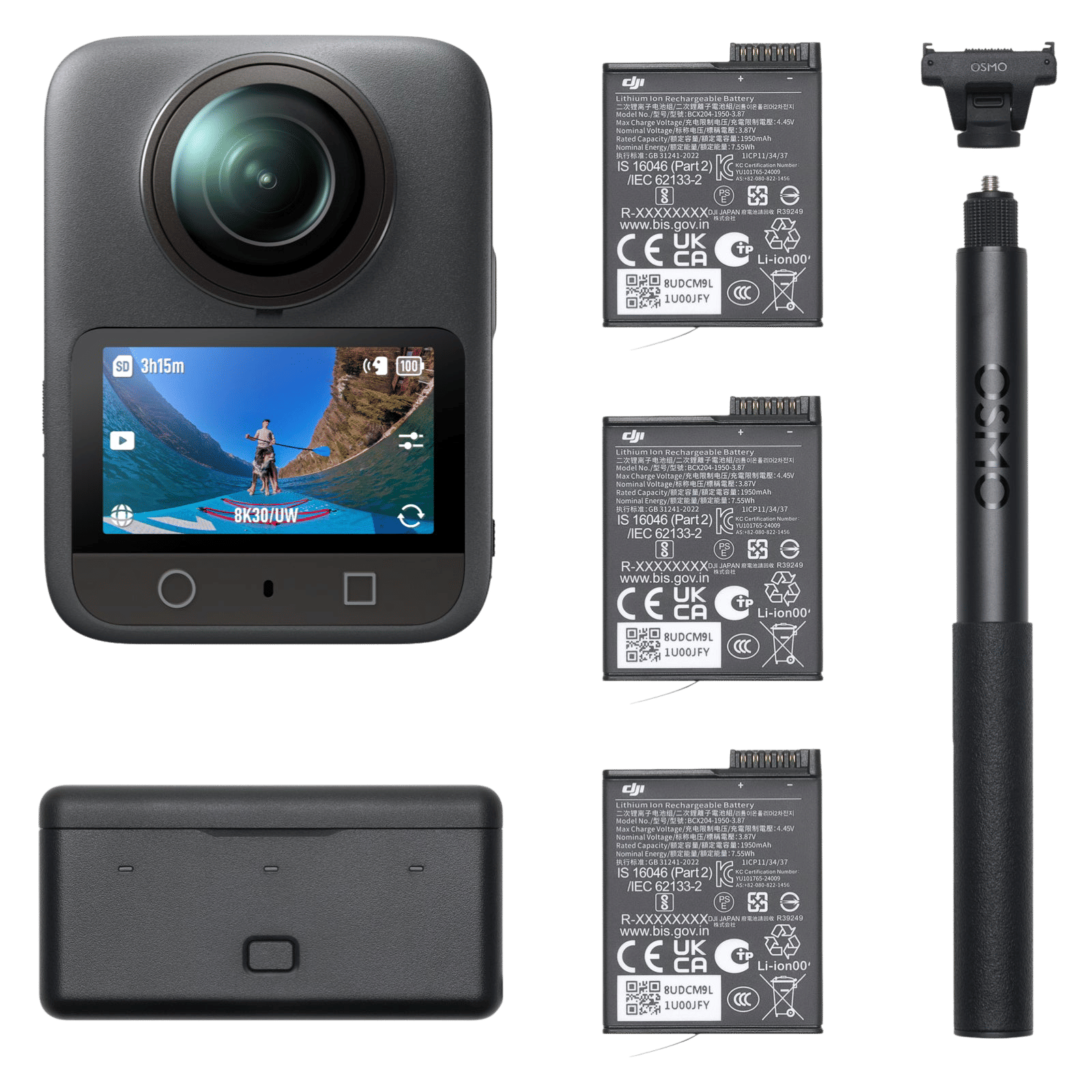 DJI Osmo 360 Adventure Combo 8K and 120MP 30 FPS Waterproof 360 Degree Action Camera with Magnetic Quick Release (Black)
