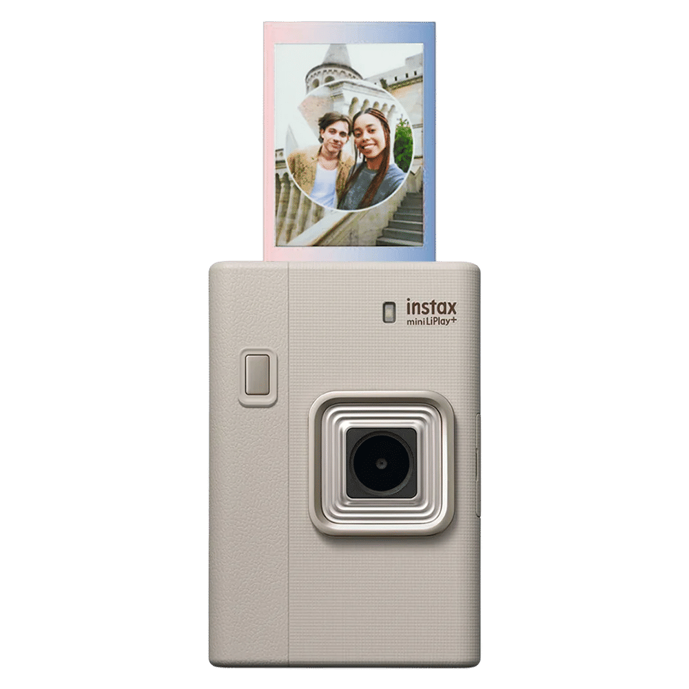 FUJIFILM Instax Mini LiPlay Plus Instant Camera with 10 Instant Films (Sand Beige)
