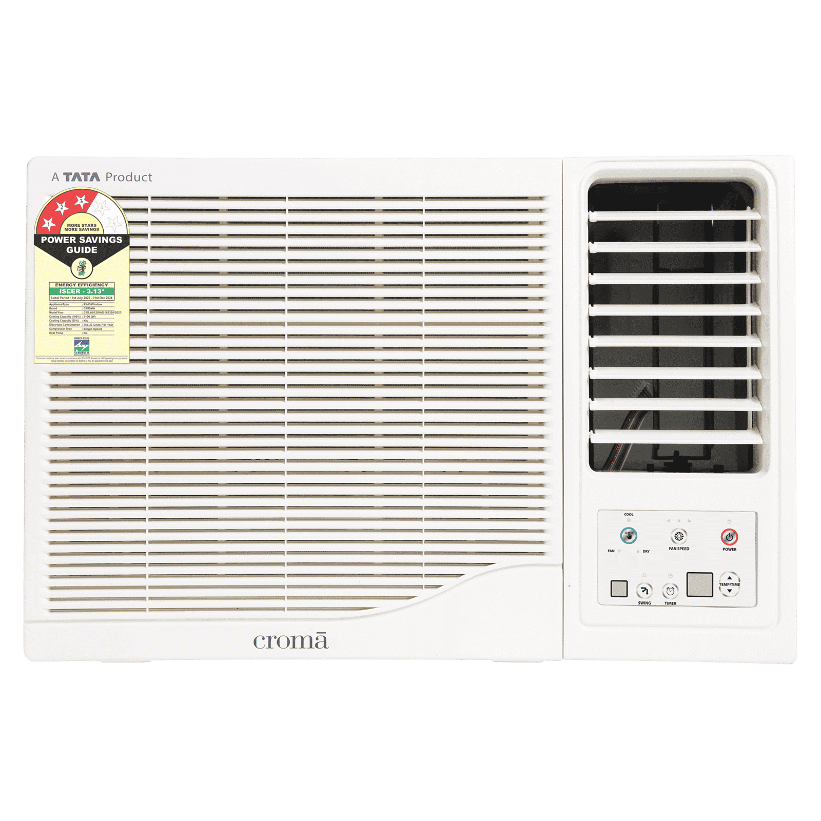 Croma 1 Ton 3 Star Fixed Speed Window AC (Copper Condenser, Dust Filter, CRLA012WAD193305)