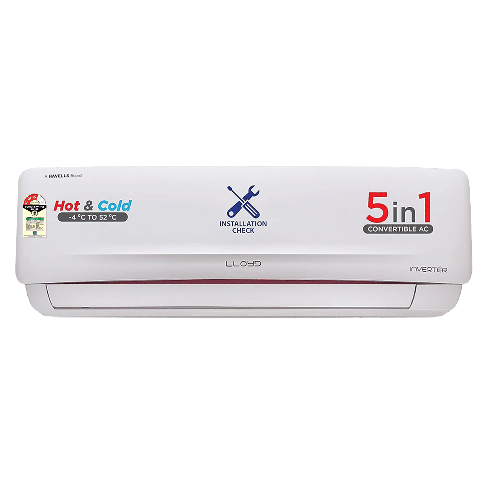 LLOYD Arctic 5 in 1 Convertible 1.5 Ton 3 Star Hot and Cold Inverter Split AC with Anti Viral Dust Filter (Copper Condenser, GLS18H3FWRHP)