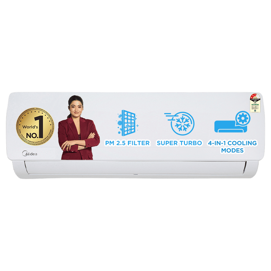Midea Santis Pro Plus Deluxe 4 in 1 Convertible 1 Ton 3 Star Inverter Split AC with Auto Cleanser (Copper Condenser, MAI12SP3R33F0)