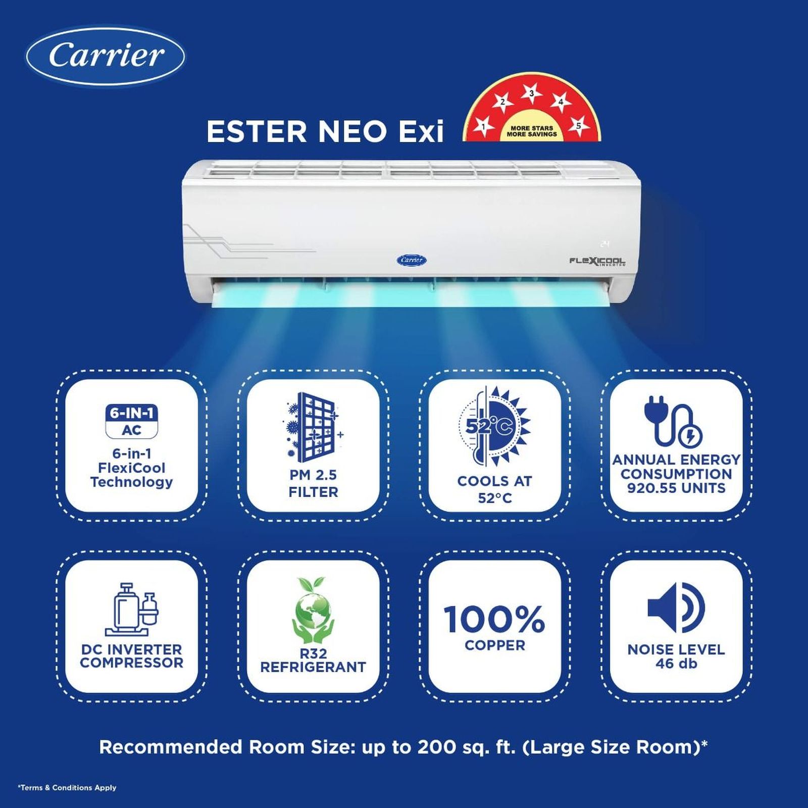 Buy Carrier Ester Neo Exi in Convertible Ton Star Inverter