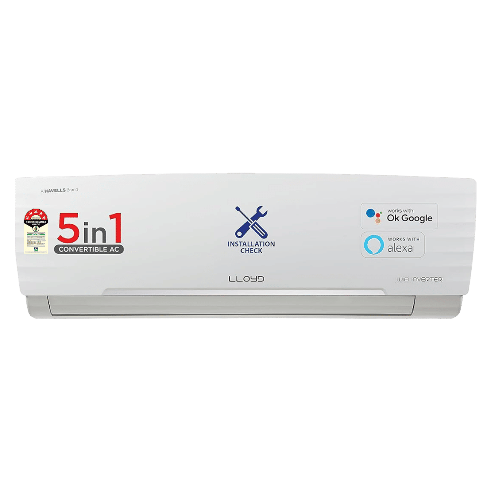 LLOYD 5 in 1 Convertible 1 Ton 5 Star Inverter Split Smart AC with Wi-Fi Supported (Copper Condenser, GLS12V5FWCXV)