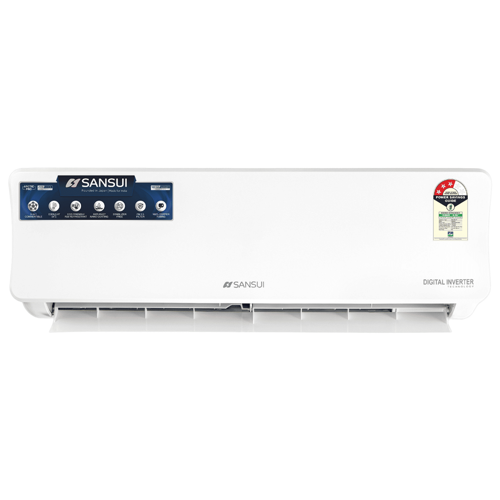 SANSUI Arctic Pro 5 in 1 Convertible 1.4 Ton 3 Star Inverter Split AC with PM 2.5 Filter ( Copper Condenser, JSE183SI24B1)