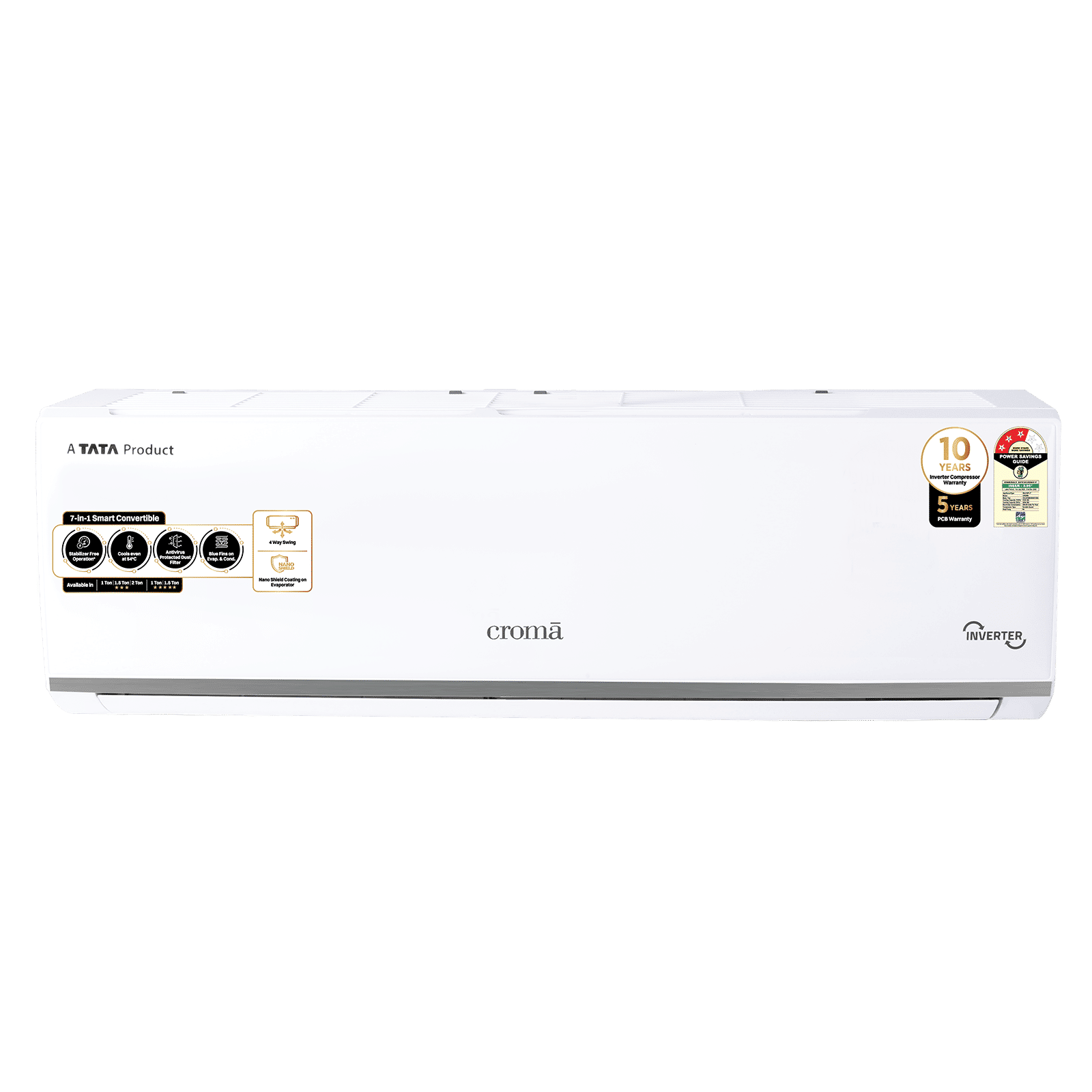 Croma 7 in 1 Convertible 1.5 Ton 3 Star Inverter Split AC with Temperature Sensor (2025 Model, Copper Condenser, CRLA018IND283267)