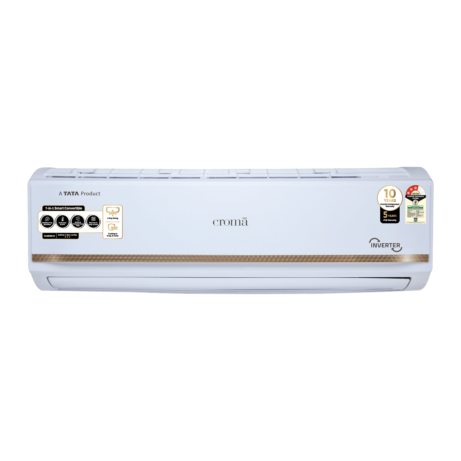 Croma 7 in 1 Convertible 0.8 Ton 3 Star Inverter Split AC with 4 way swing (2025 Model, Copper Condenser, CRLA009IND170270)