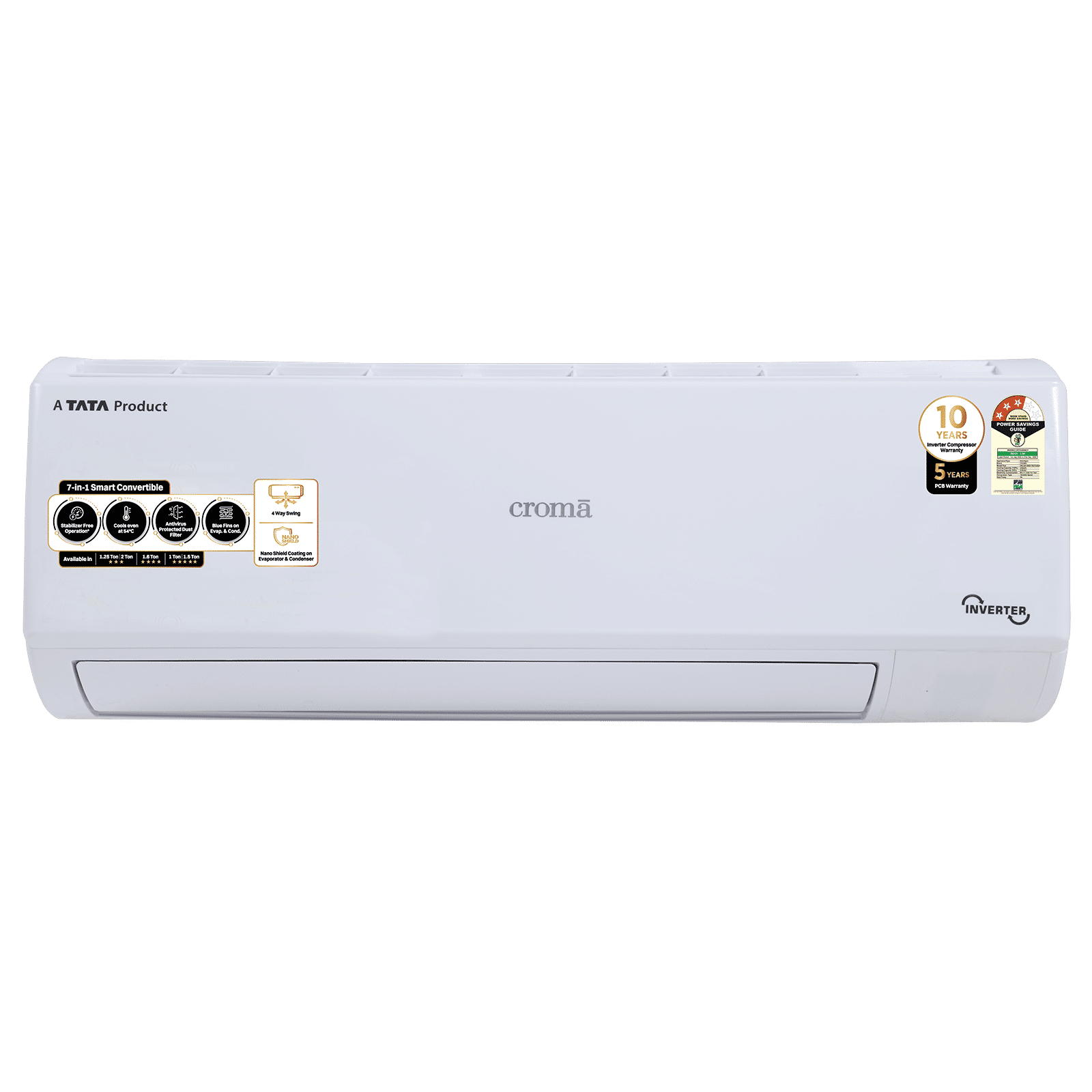 Croma 7 in 1 Convertible 1.25 Ton 3 Star Inverter Split AC with 4 way swing (2025 Model, Copper Condenser, CRLA014IND170274)