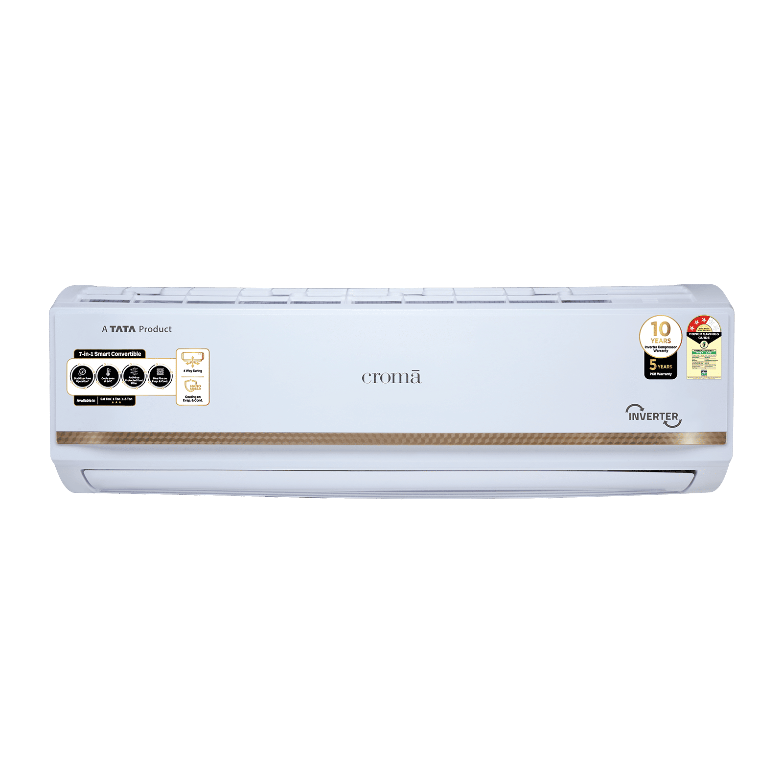 Croma 7 in 1 Convertible 1.5 Ton 3 Star Inverter Split AC with Temperature Sensor (2025 Model, Copper Condenser, CRLA018IND170275)
