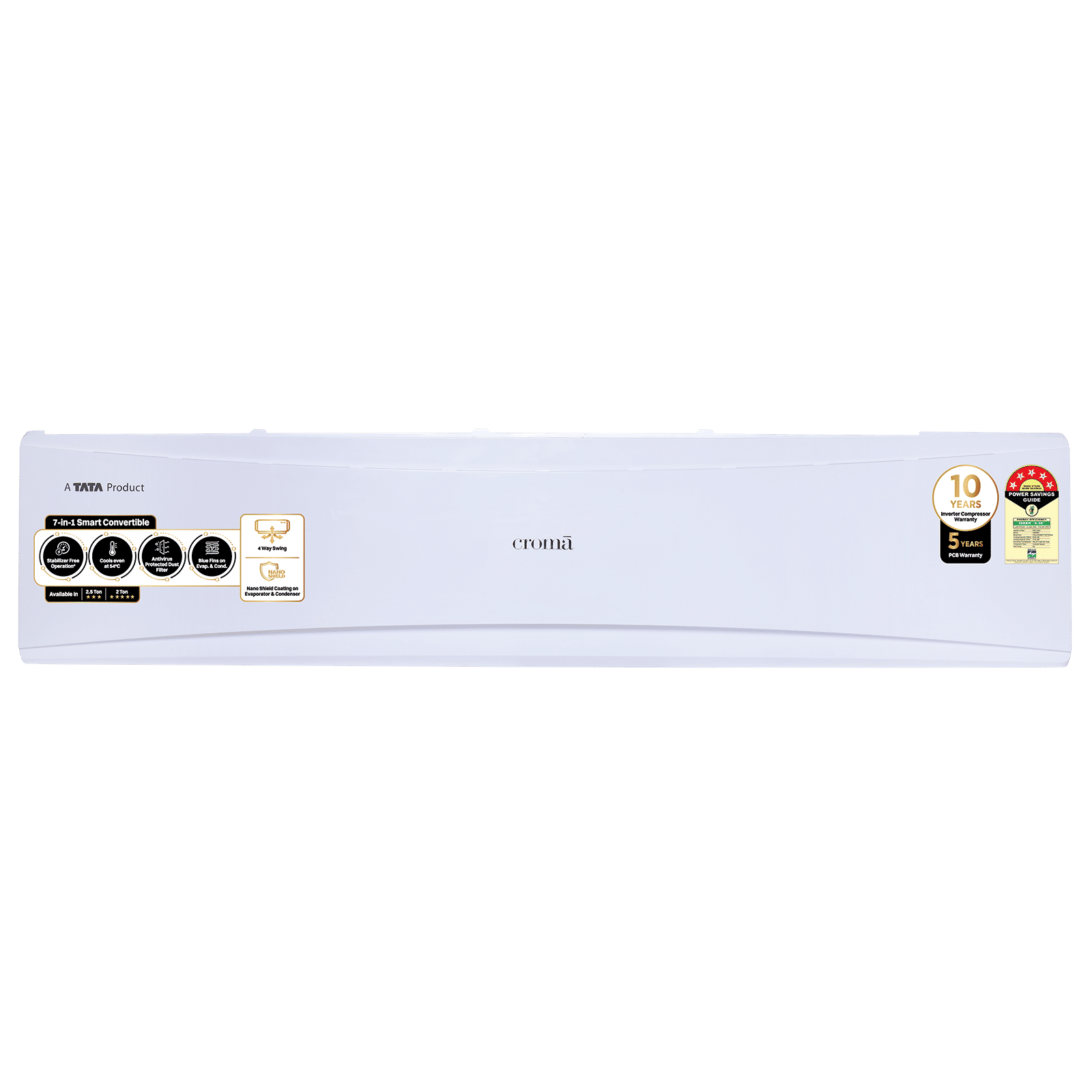 Croma 7 in 1 Convertible 2 Ton 5 Star Inverter Split AC with PM 2.5 Filter (2025 Model, Copper Condenser, CRLA024INF170279)