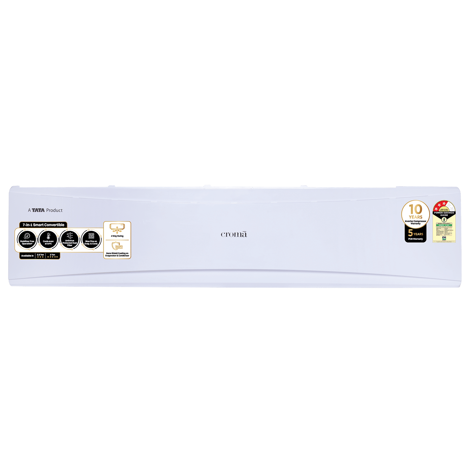 Croma 7 in 1 Convertible 2.5 Ton 3 Star Inverter Split AC with PM 2.5 Filter (2025 Model, Copper Condenser, CRLA026IND170280)