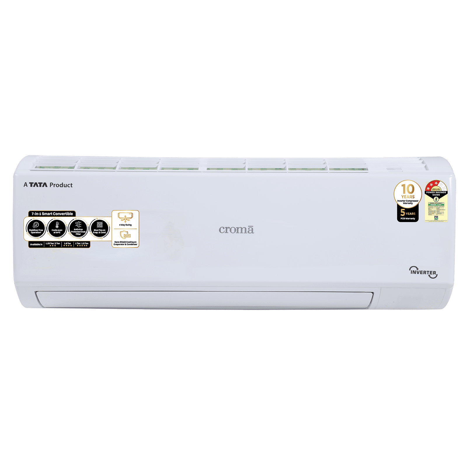 Croma 7 in 1 Convertible 2 Ton 3 Star Inverter Split AC with 4 way Swing function (2025 Model, Copper Condenser, CRLA024IND170281)