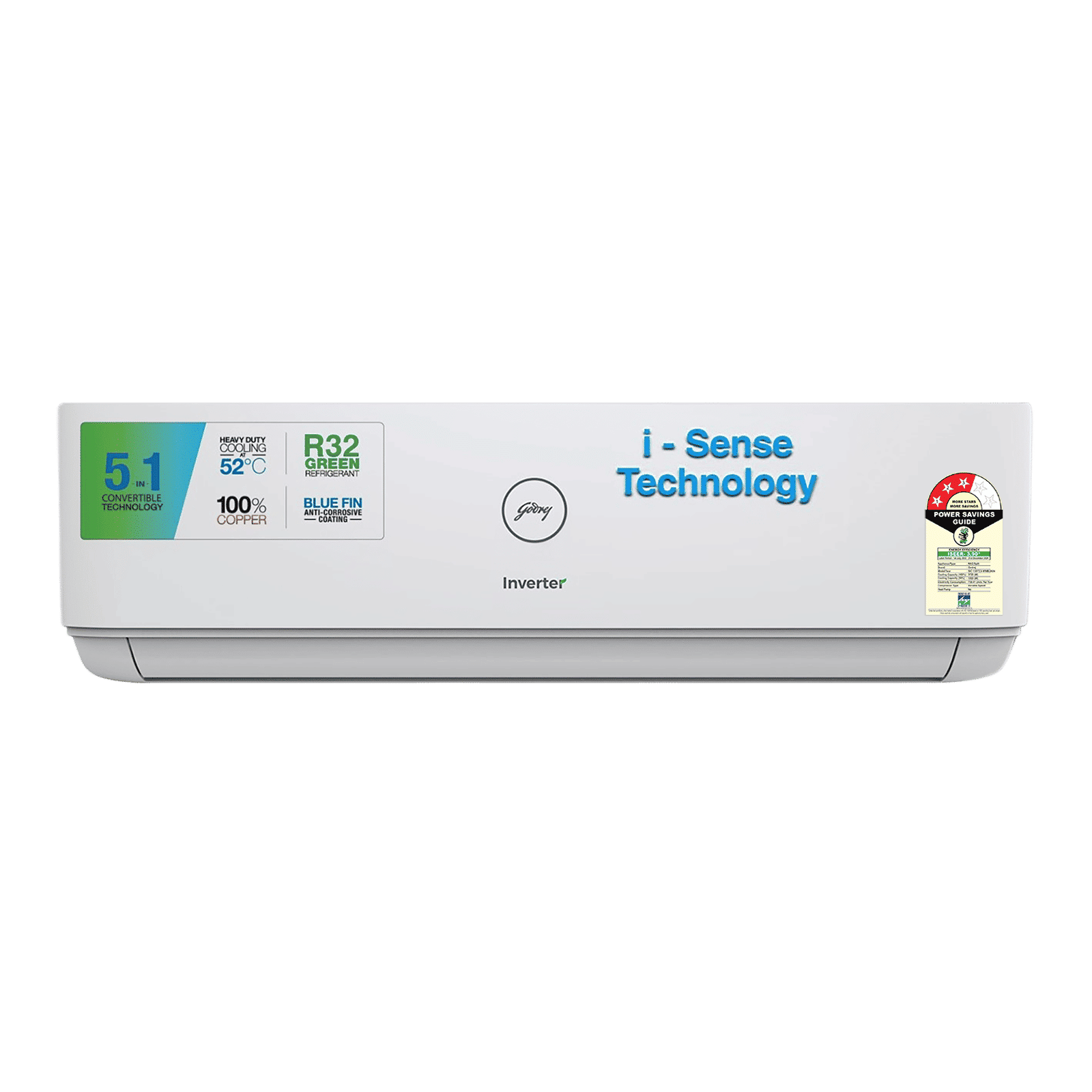 Godrej Turbo Chill SIC 13DTC3 WWB 5 in 1 Convertible 1.1 Ton 3 Star Inverter Split AC with I-Sense Technology (Copper Condenser, 40101701SD01257)