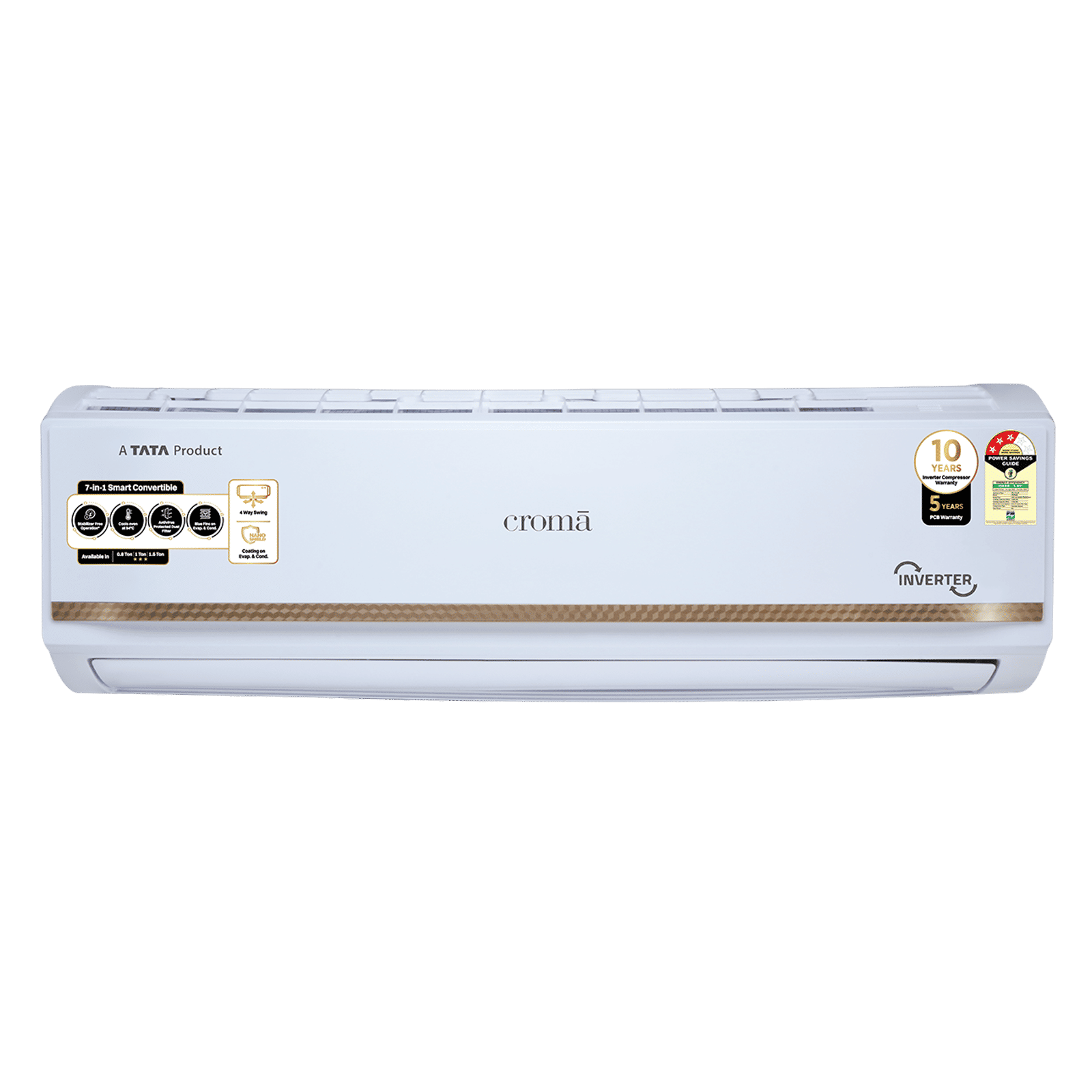 Croma 7 in 1 Convertible 1 Ton 3 Star Inverter Split AC with Temperature Sensor (2025 Model, Copper Condenser, CRLA012IND170285)