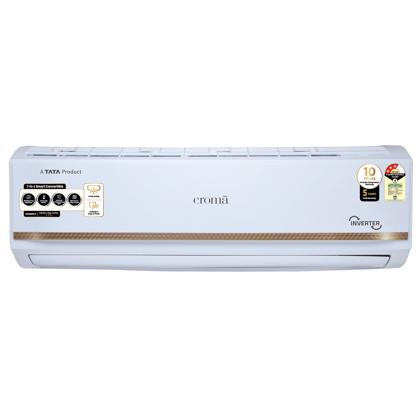 Croma 7 in 1 Convertible 1.5 Ton 3 Star Inverter Split AC with Temperature Sensor (2025 Model, Copper Condenser, CRLA018IND170286)