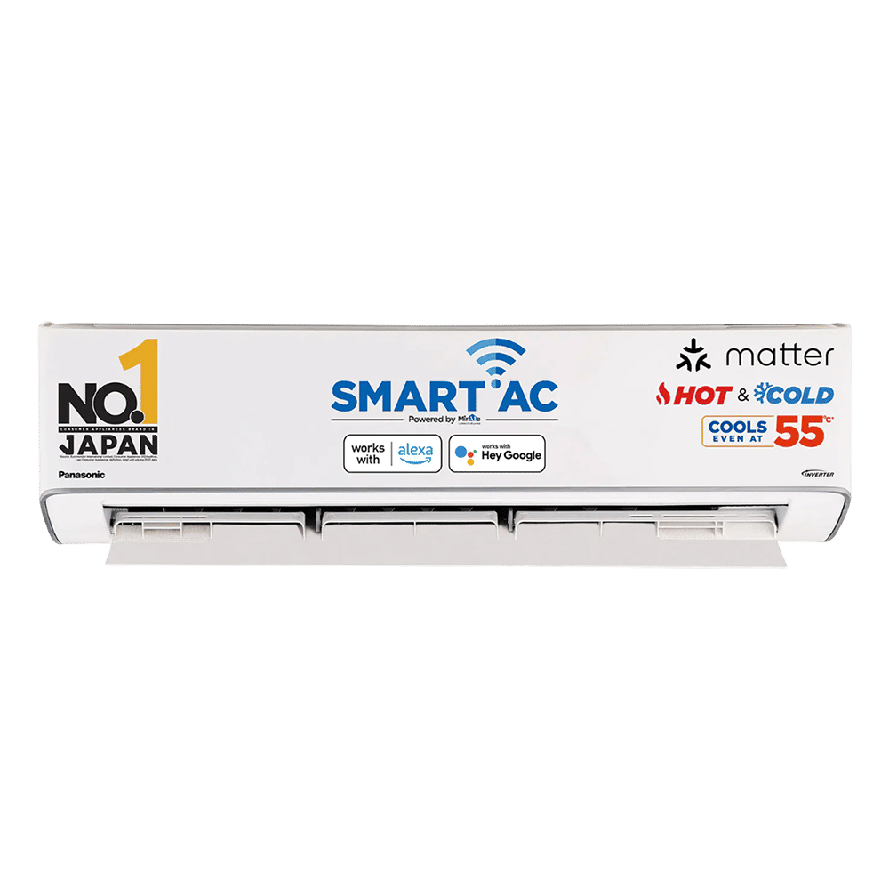 Panasonic EZ 7 in 1 Convertible 1.5 Ton 3 Star Hot & Cold Inverter Split Smart AC with Voice Control (2025 Model, Copper Condenser, CS/CU-EZ18BKYXFM)