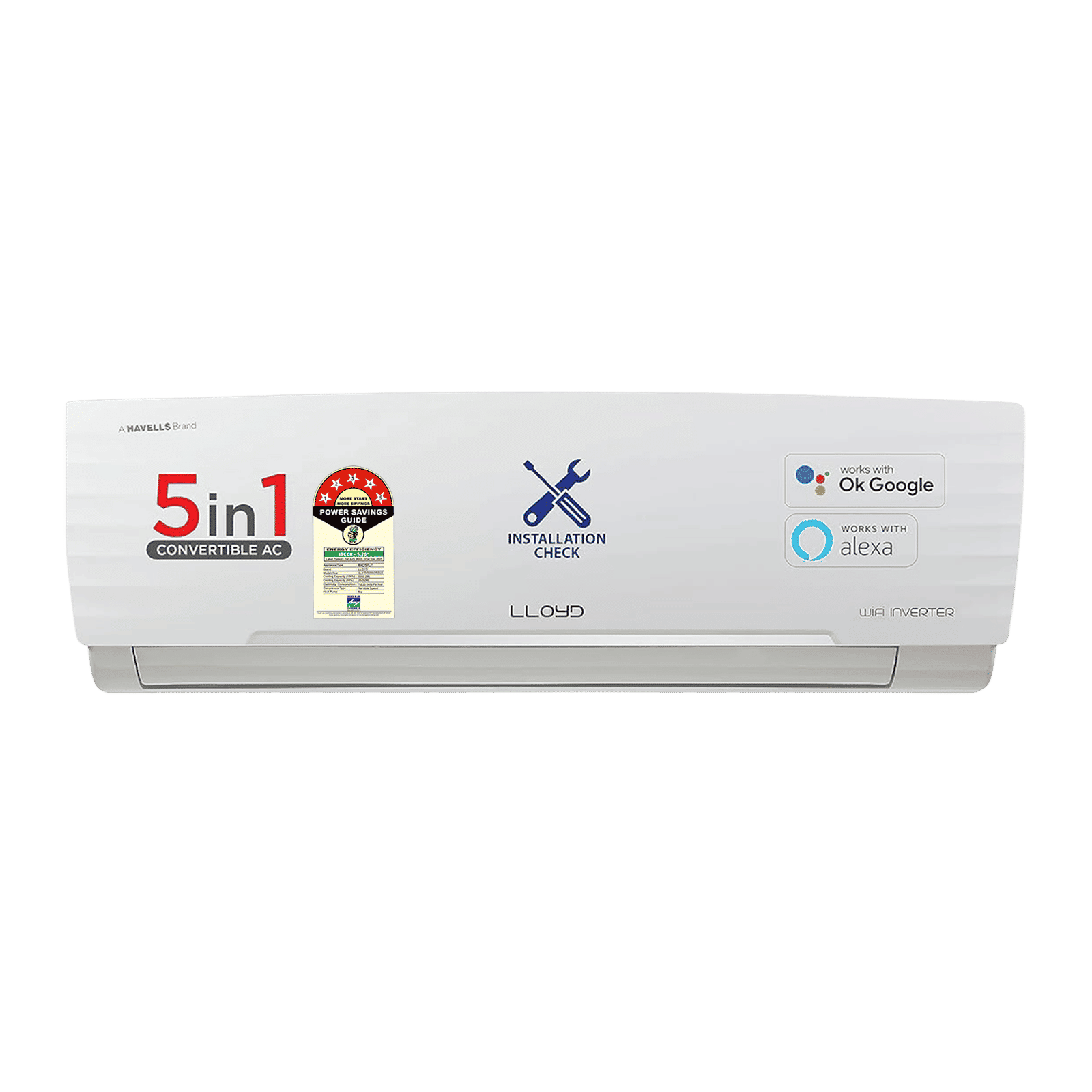 LLOYD 5 in 1 Convertible 1.5 Ton 5 Star Inverter Split Smart AC with Wi-Fi Enabled (2025 Model, Copper Condenser, GLS18V5KWGGR)