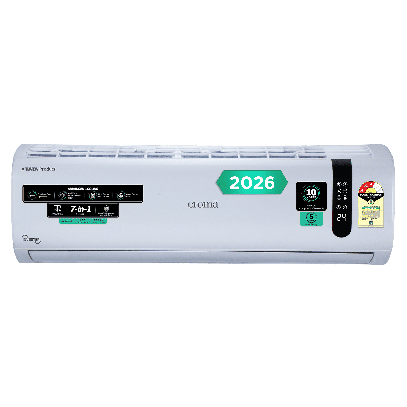 Croma 7 in 1 Convertible 1.5 Ton 3 Star Inverter Split AC with 4 Way Auto Swing (2026 Model, Copper Condenser, CRLA018IND170292)