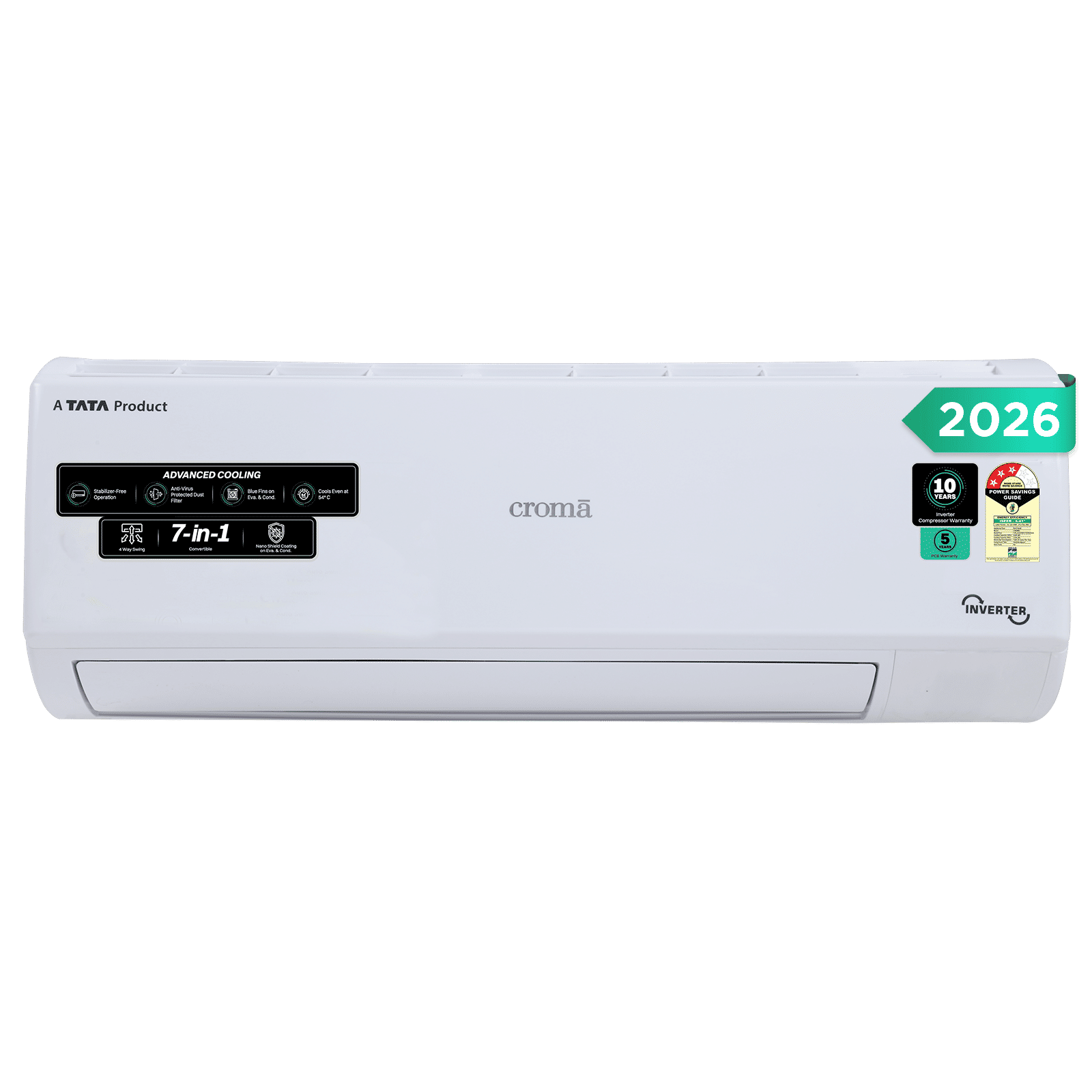 Croma 7 in 1 Convertible 2 Ton 3 Star Inverter Split AC with 4 Way Auto Swing (2026 Model, Copper Condenser, CRLA022IND170294)