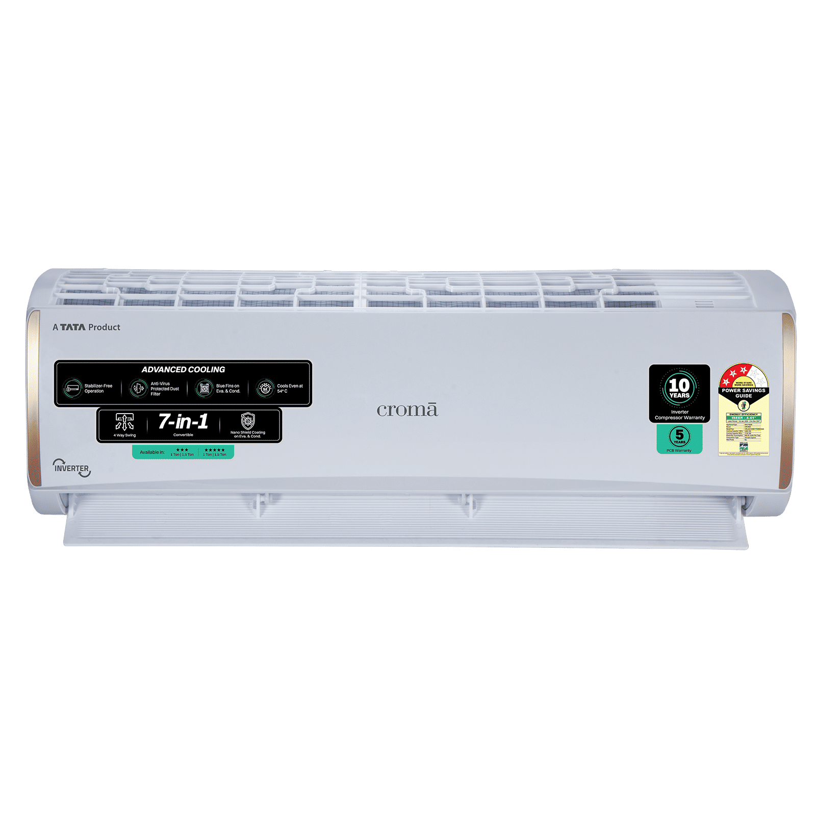 Croma 7 in 1 Convertible 1 Ton 3 Star Inverter Split AC with 4 Way Auto Swing (2026 Model, Copper Condenser, CRLA012IND170295)