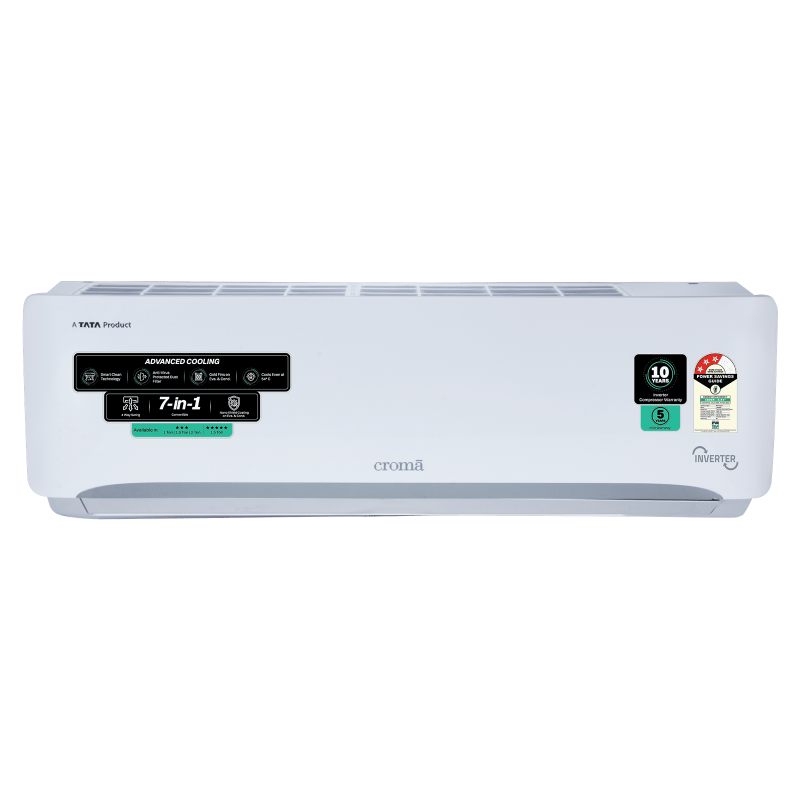 Croma 7 in 1 Convertible 1 Ton 3 Star Inverter Split AC with 4 Way Auto Swing (2026 Model, Copper Condenser, CRLA012IND342401)