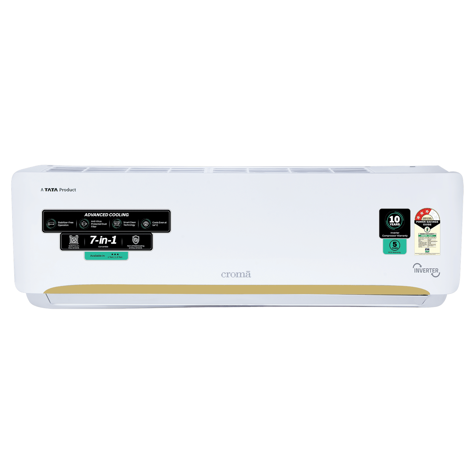 Croma 7 in 1 Convertible 1 Ton 3 Star Inverter Split AC with Self Diagnosis (2026 Model, Copper Condenser, CRLA012IND342402)