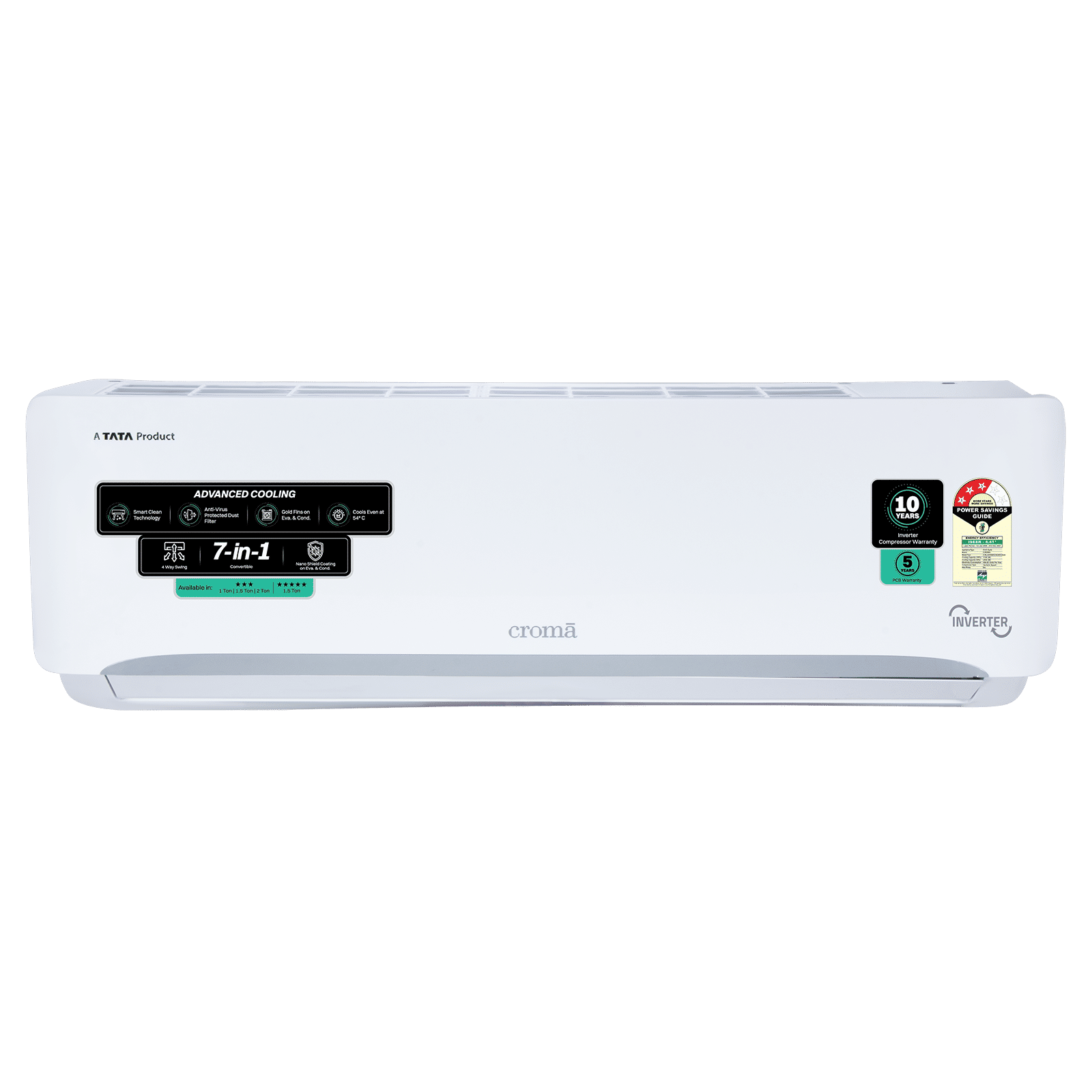 Croma 7 in 1 Convertible 1.5 Ton 3 Star Inverter Split AC with 4 Way Auto Swing (2026 Model, Copper Condenser, CRLA018IND342403)