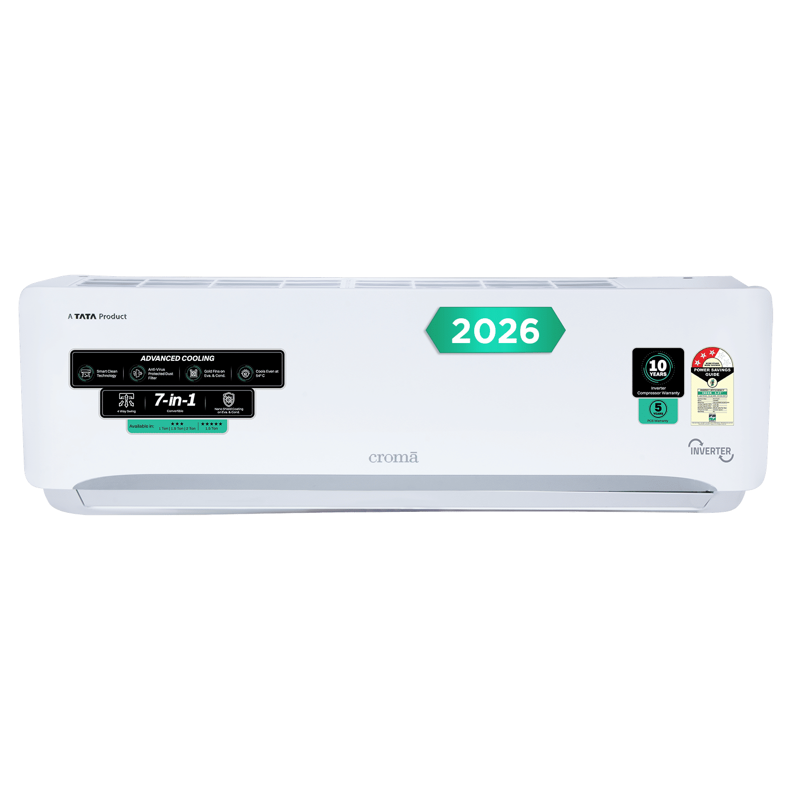 Croma 7 in 1 Convertible 1.5 Ton 3 Star Inverter Split AC with 4 Way Auto Swing (2026 Model, Copper Condenser, CRLA018IND342403)