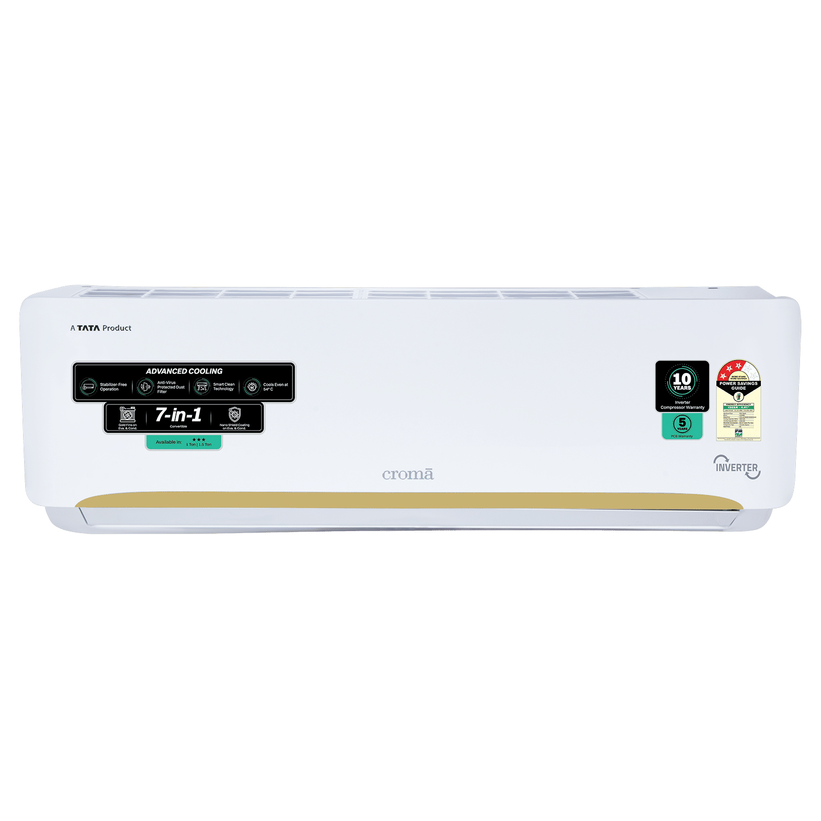 Croma 7 in 1 Convertible 1.5 Ton 3 Star Inverter Split AC with Self Diagnosis (2026 Model, Copper Condenser, CRLA018IND342404 )