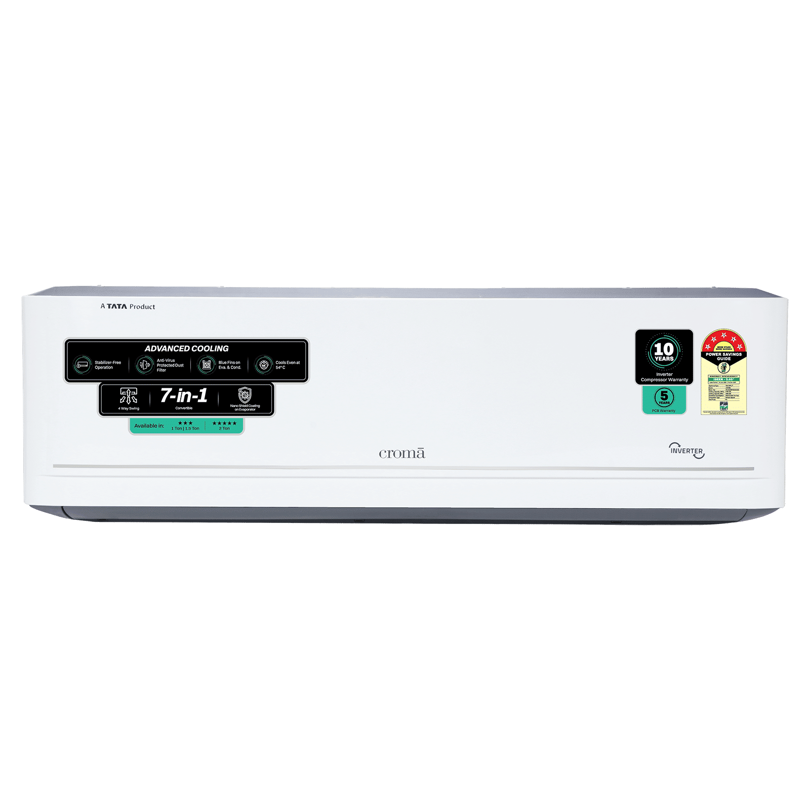 Croma 7 in 1 Convertible 2 Ton 5 Star Inverter Split AC with Antivirus Protection (2026 Model, Copper Condenser)