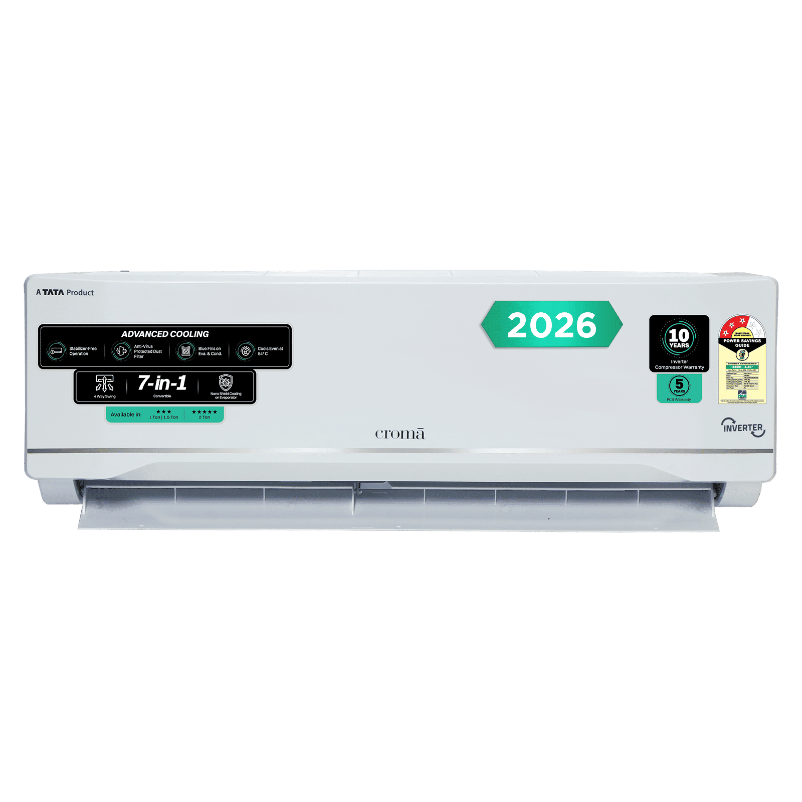 Croma 7 in 1 Convertible 1 Ton 3 Star Inverter Split AC with Anti Viral Dust Filter (2026 Model, Copper Condenser, CRLA012IND283280)