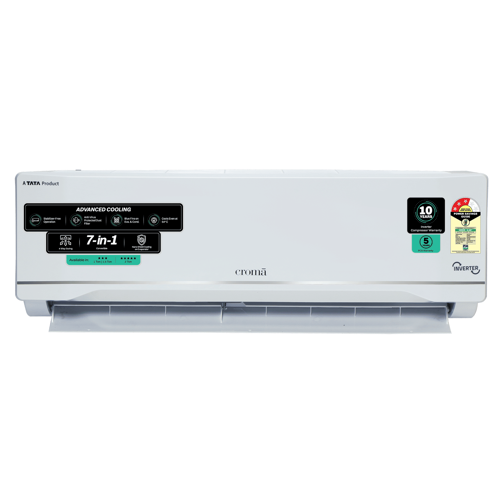 Croma 7 in 1 Convertible 1 Ton 3 Star Inverter Split AC with Anti Viral Dust Filter (2026 Model, Copper Condenser, CRLA012IND283280)