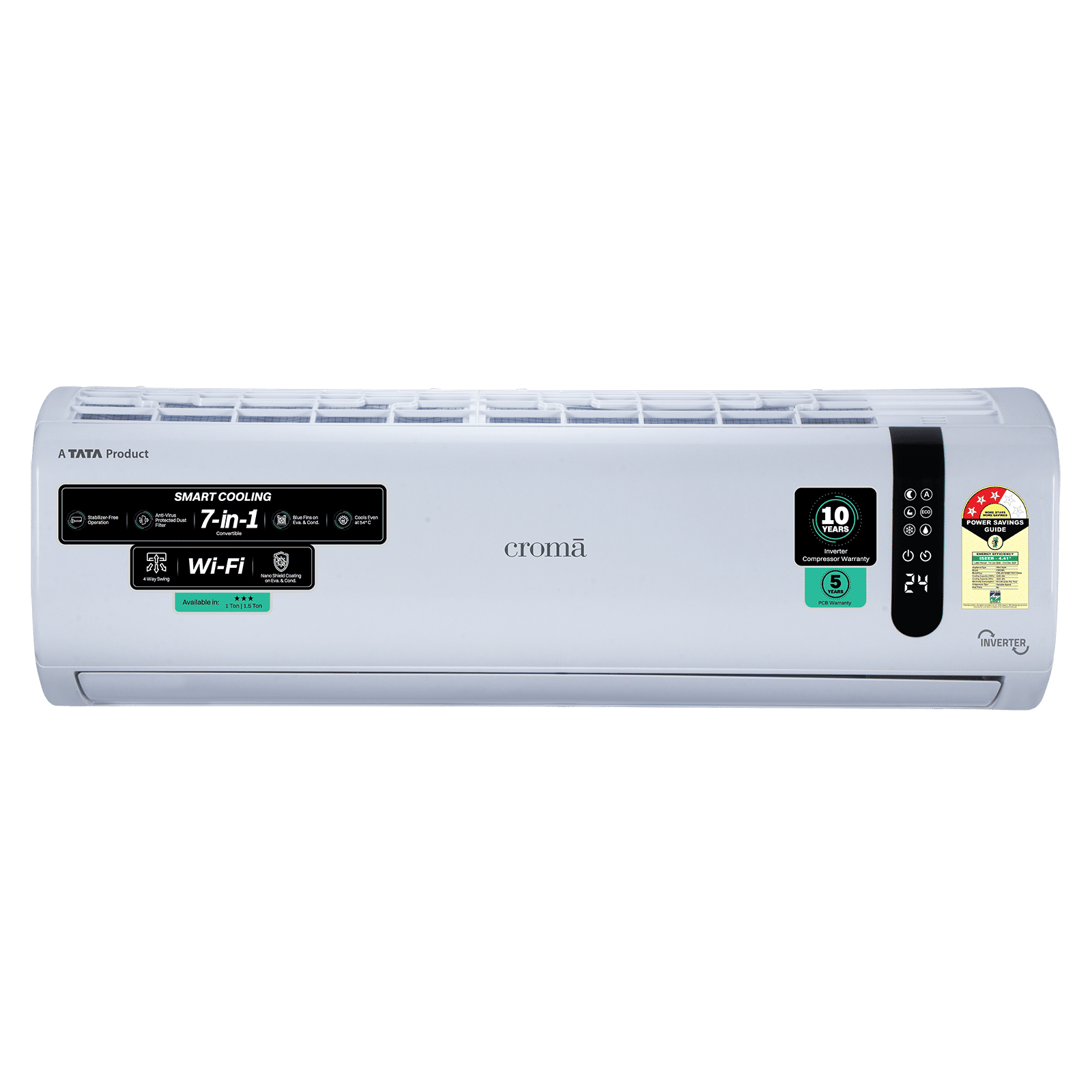 Croma 7 in 1 Convertible 1.5 Ton 3 Star Inverter Split Smart AC with Wi-Fi Enabled (2026 Model, Copper Condenser, CRLAS18IND170211)
