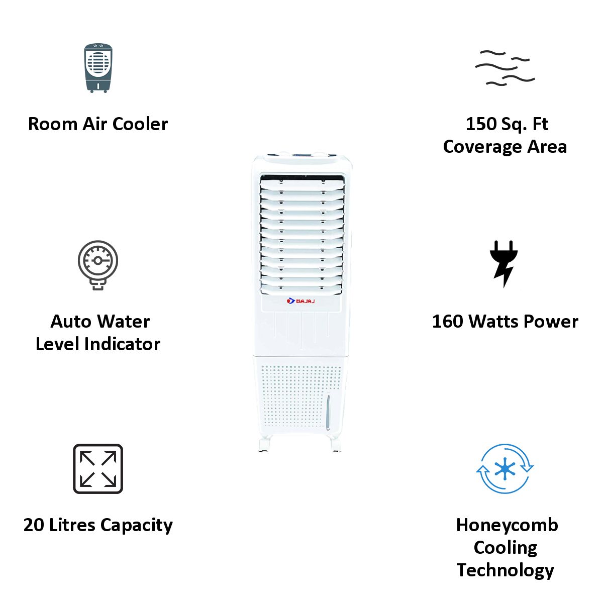 Buy Bajaj 20 Litres Room Air Cooler (3 Way Speed Control, TMH20