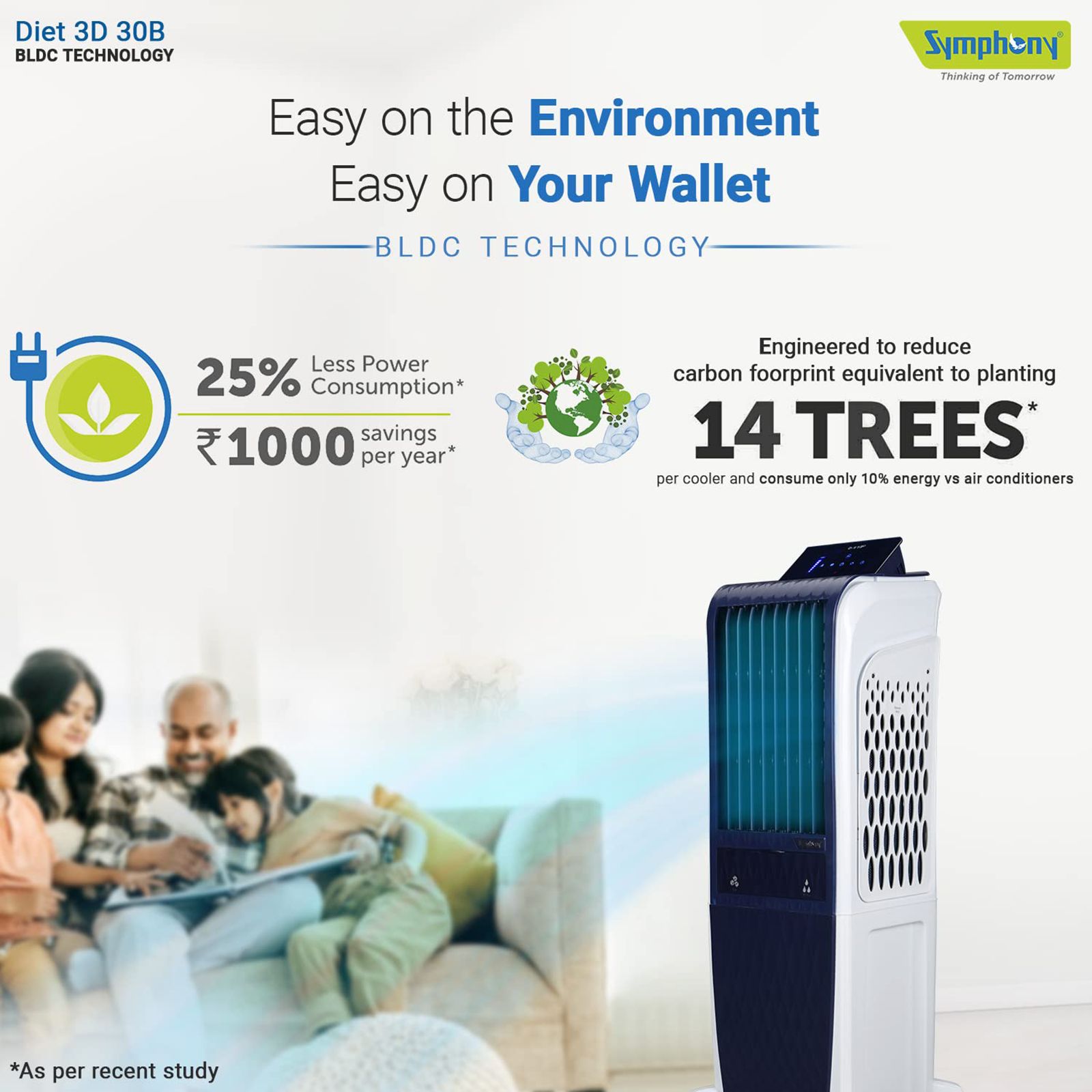 Buy Symphony DiET 3D 30B 30 Litres Tower Air Cooler (BLDC