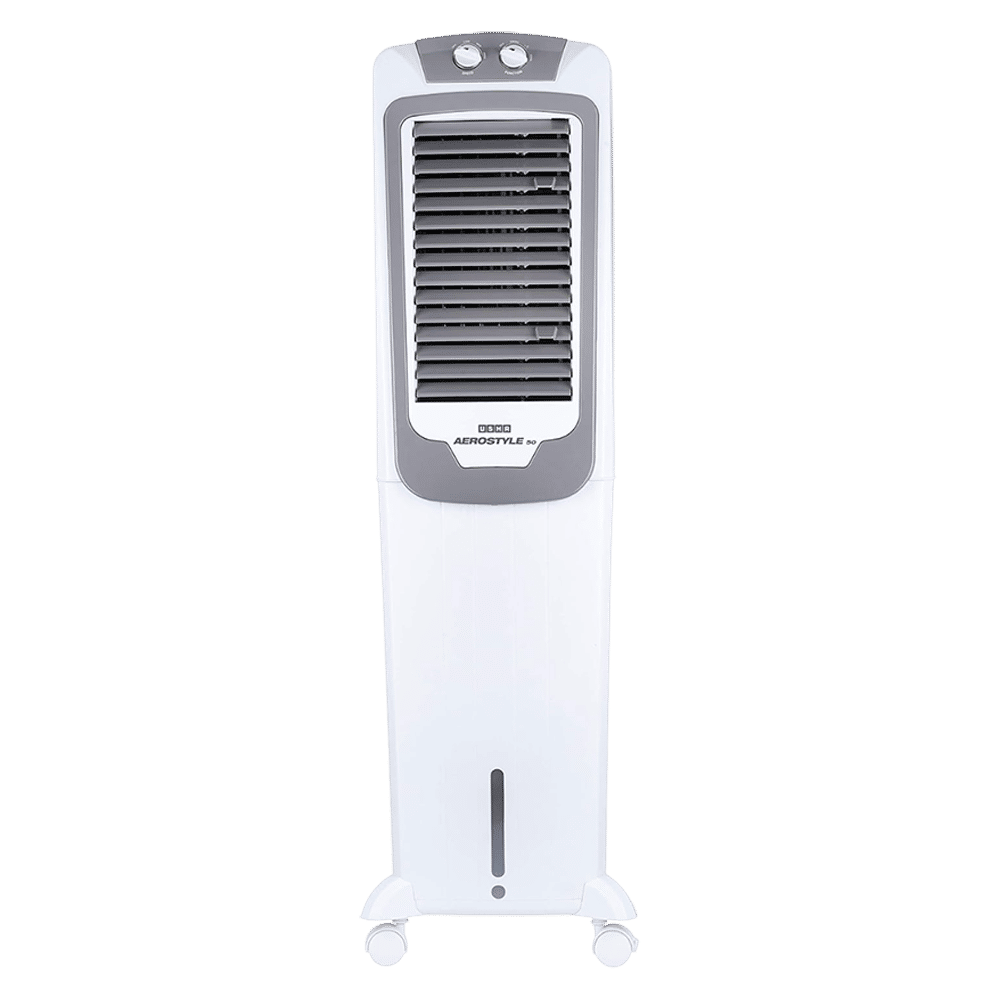 USHA AeroStyles 50 Litres Tower Air Cooler with Dust Filter (EasyClean Ice Chamber, White)