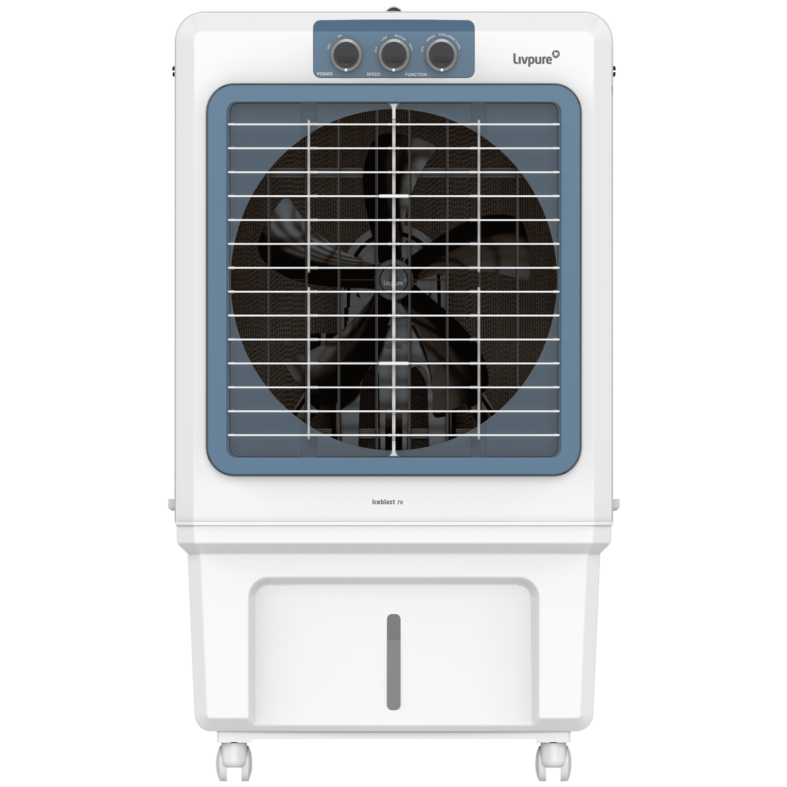 Livpure Iceblast 70 Litres Desert Air Cooler with Ice Chamber (Thermal Overload Protection, White and Blue)