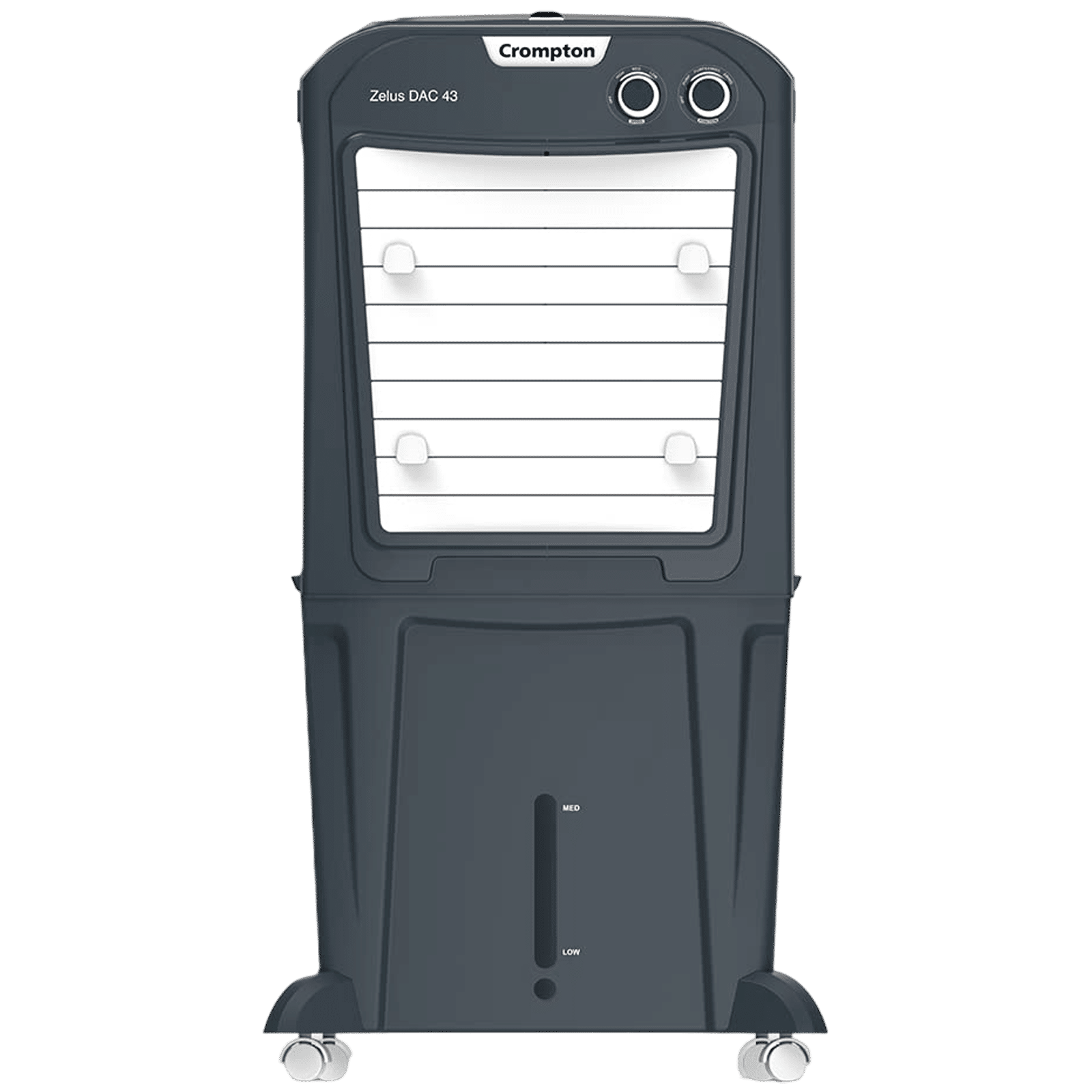 Crompton Zelus DAC 43 Litres Mini Desert Air Cooler with Everlast Pump (4-Way Air Deflection, Grey)