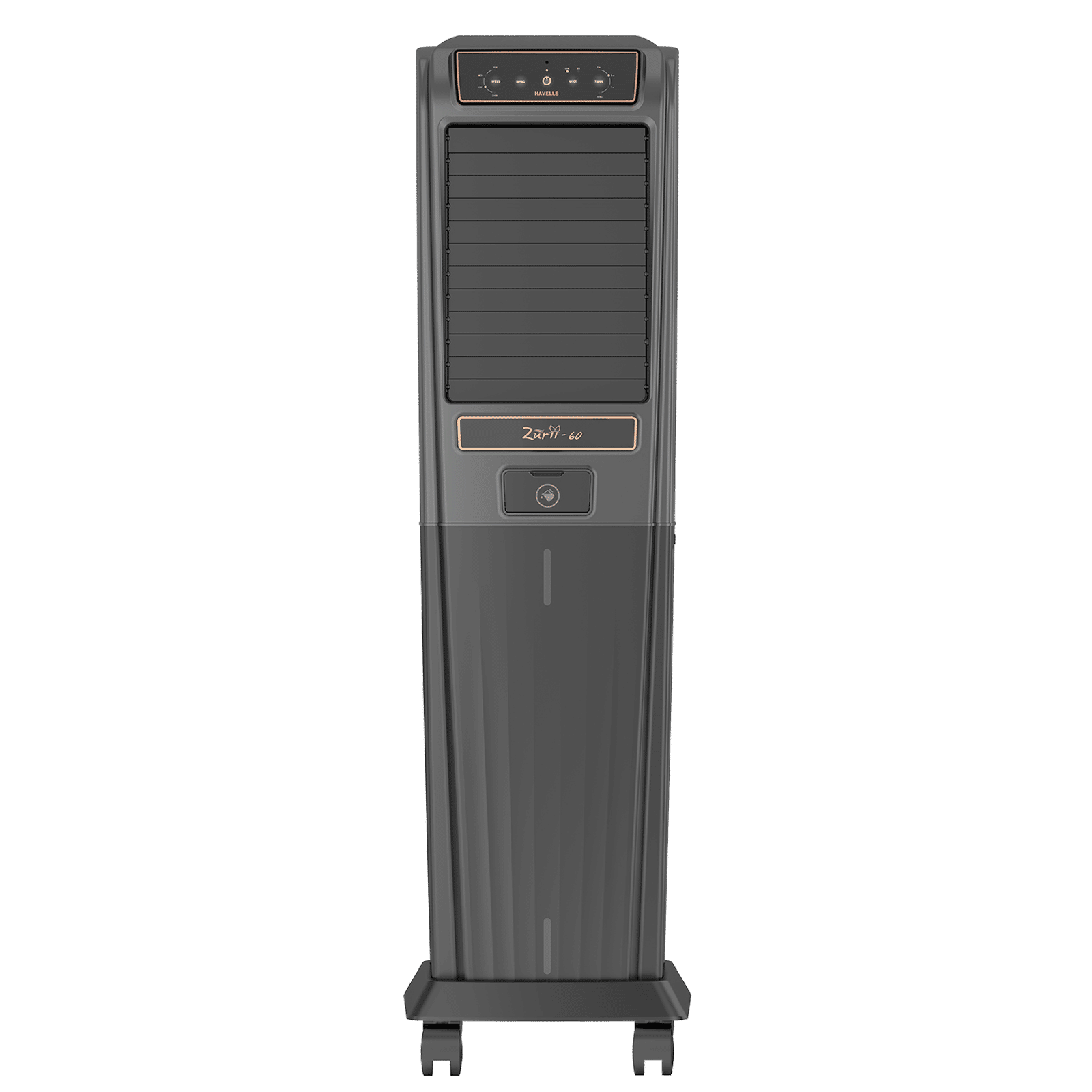 HAVELLS Zurii 60 Litres Tower Air Cooler with Dust Filter Net (Low Water Alarm, Black & Grey)