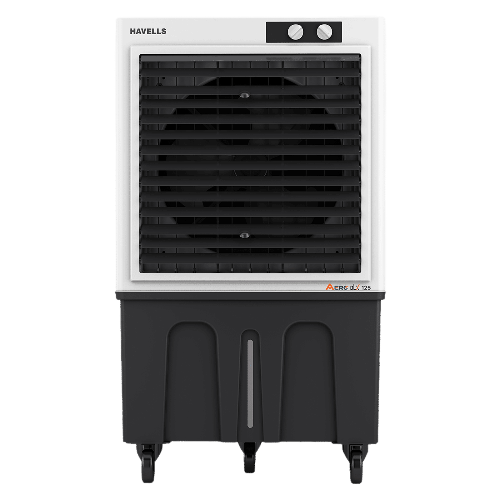 Havells Aero DLX 125 Litres Commercial Air Cooler with Fully Collapsible Louvers (Multi Directional-Castor Wheels with Brakes, White & Grey)