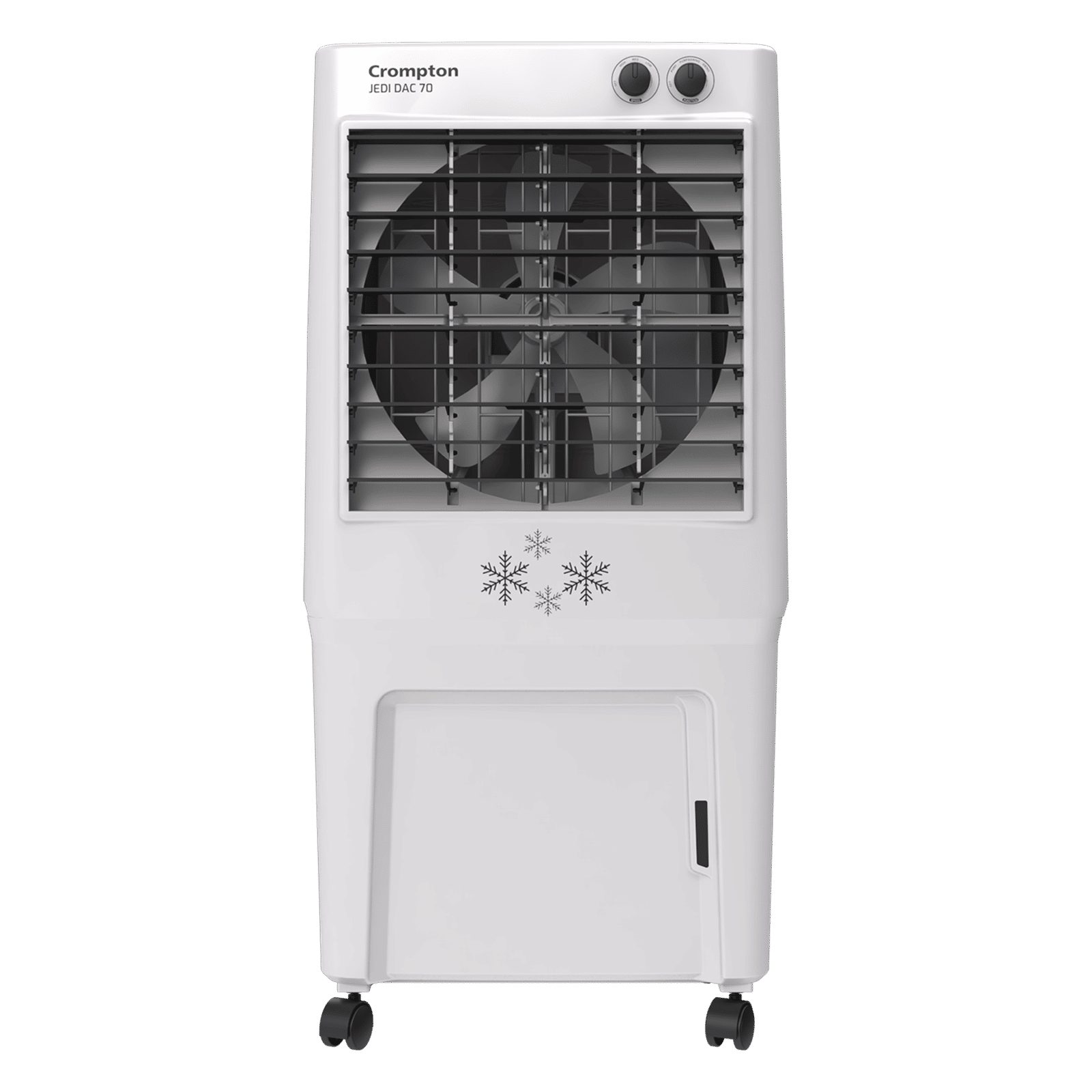 Crompton Jedi 70 Litres Desert Air Cooler with Everlast Pump (Fully Collasible Louvers, Black & White)