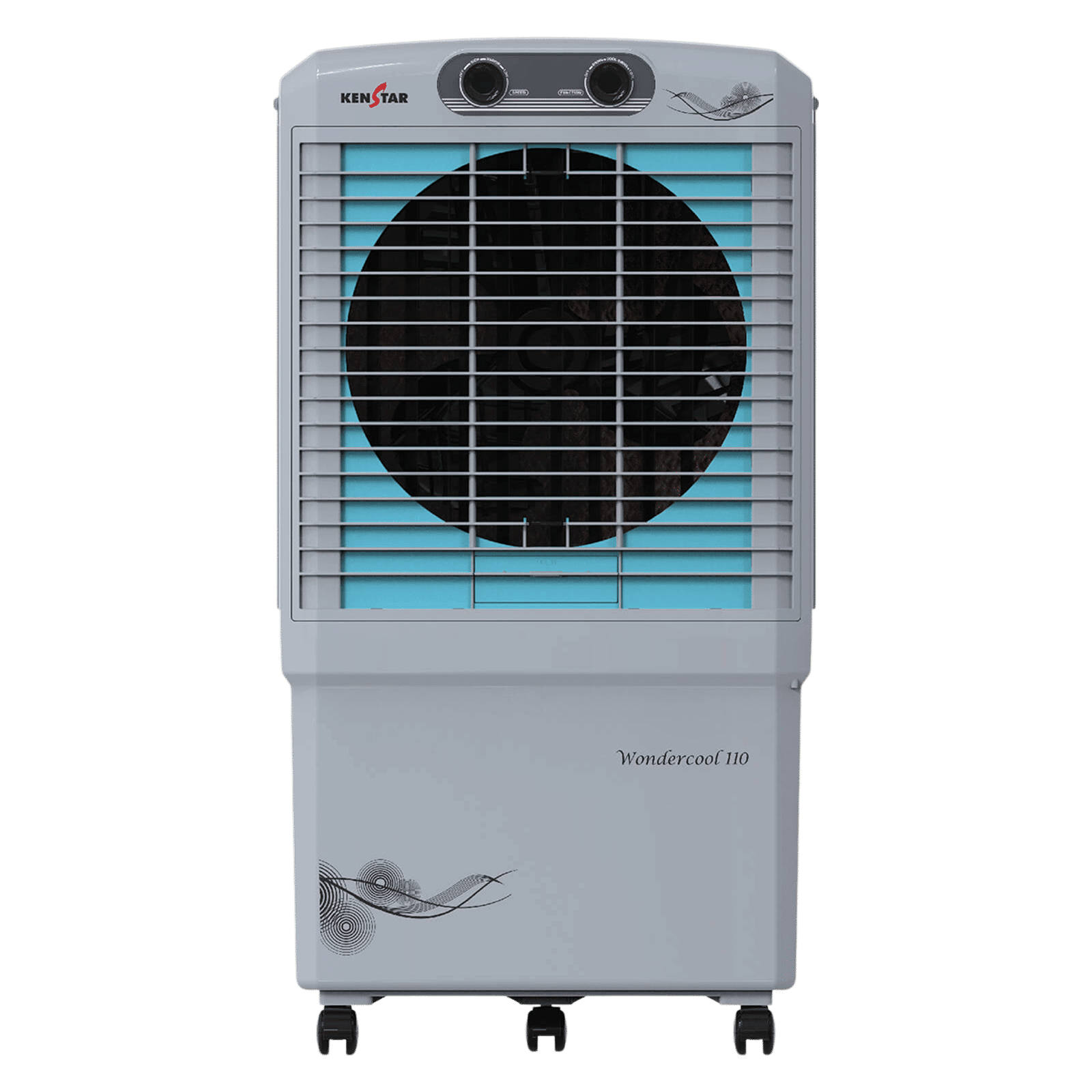 KENSTAR Wondercool HC 110 Litres Desert Air Cooler with Quadra Flow Technology (Invertible Compatible, Grey & Blue)