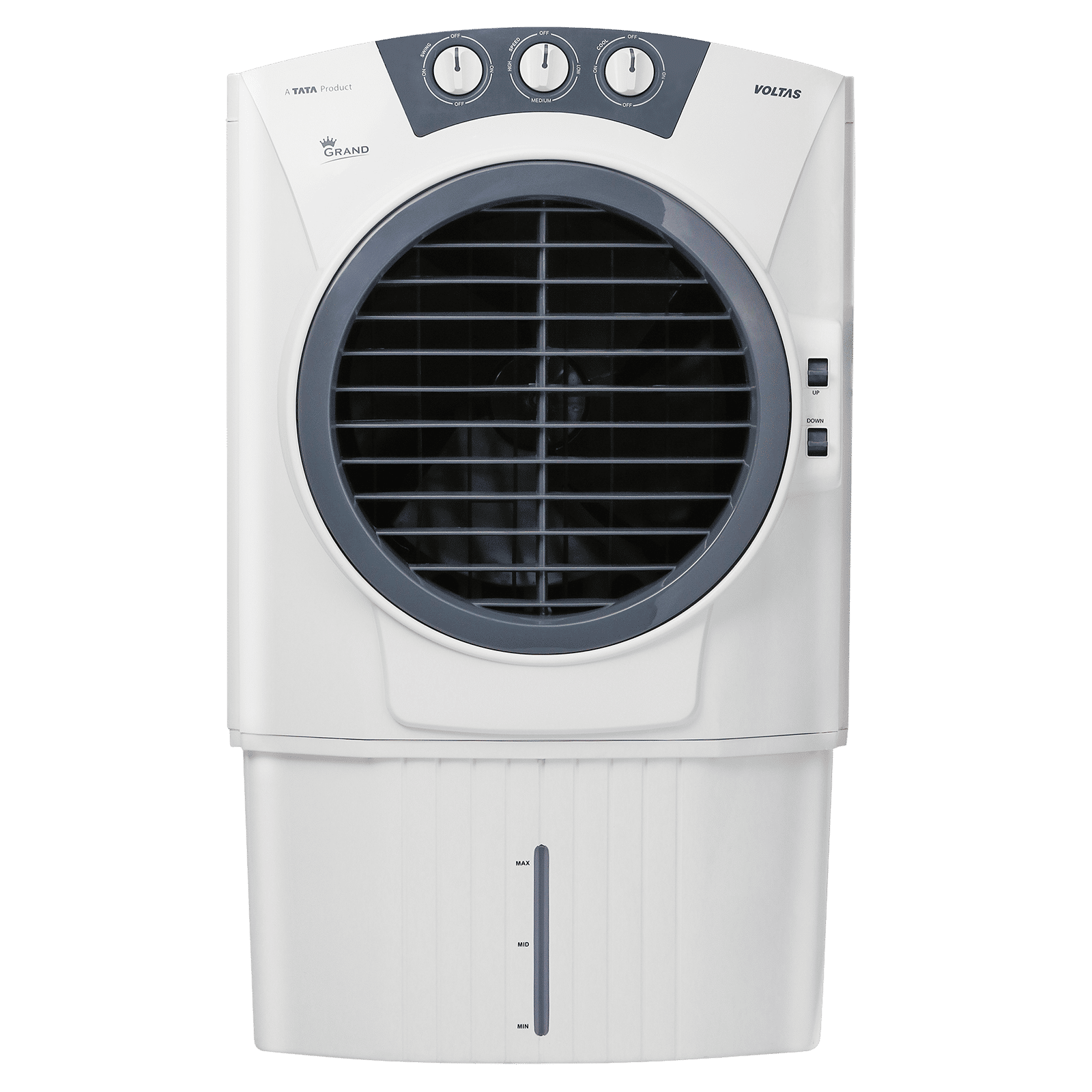 VOLTAS Grand 72 Litres Desert Air Cooler with Thermal Overload Protection (3 Speed Control, White & Grey)