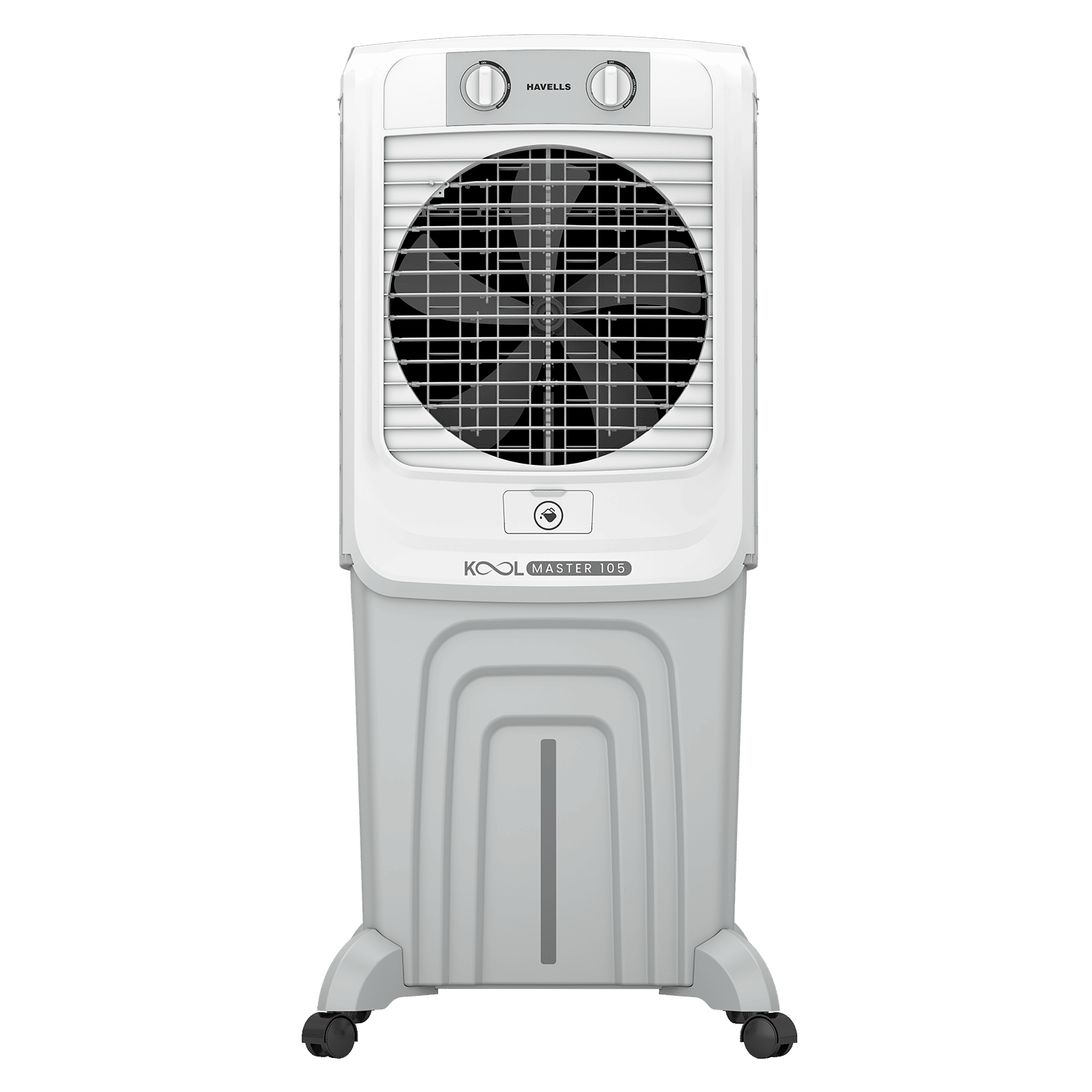 Havells KoolMaster 105 Litres Desert Air Cooler with Bacteria Shield Honeycomb Cooling Pad Technology (Dual Flow Technology, White&Grey)