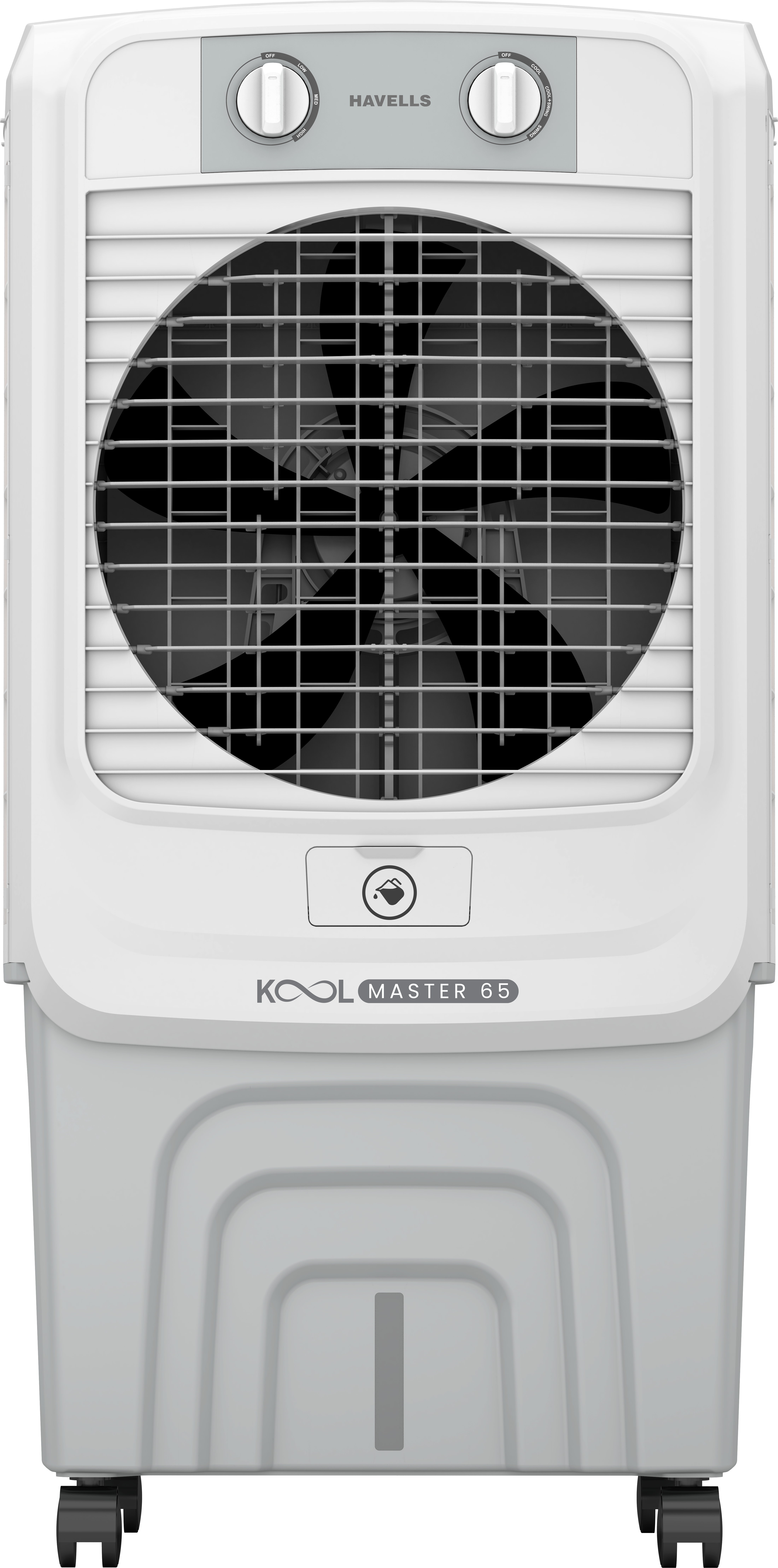 Havells KoolMaster 65 Litres Desert Air Cooler with Bacteria Shield Honeycomb Cooling Pad Technology (Dual Flow Technology, White & Grey)