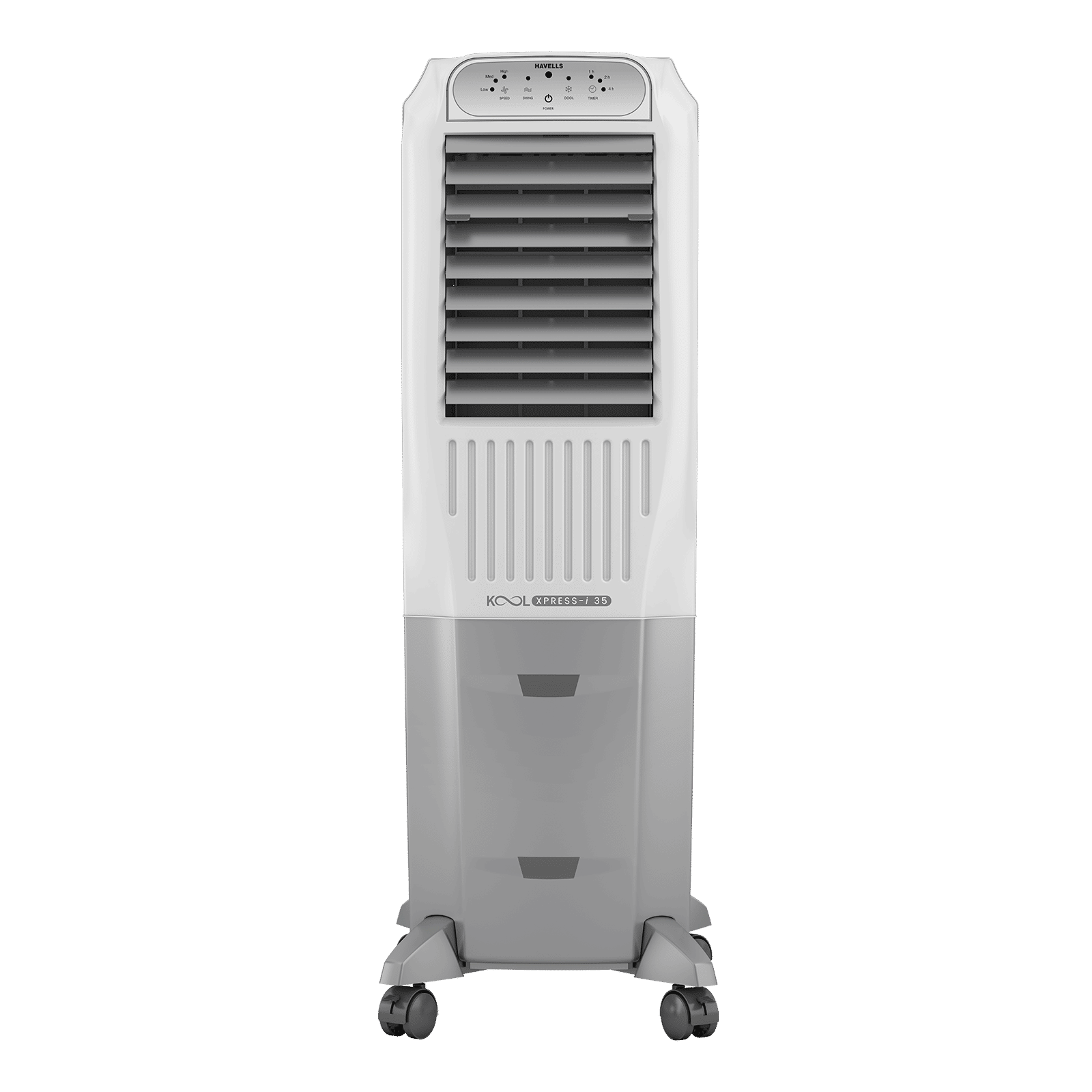 Havells Koolxpress i 35 Litres Tower Air Cooler with Low Water Alarm (Dual Flow Technology, White & Grey)