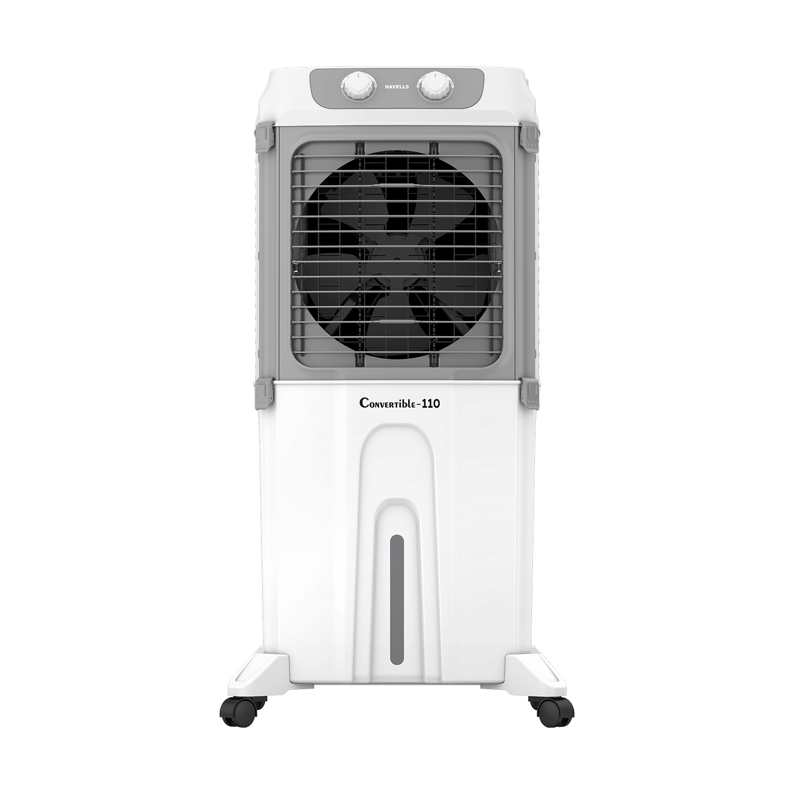 Havells Convertible 110 Litres Desert Air Cooler with Dual Flow Technology (Metal Blade Fan, White & Grey)