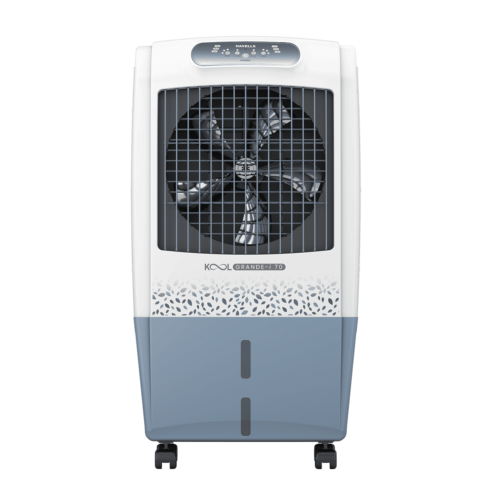 Havells KoolGrande-i 70 Litres Desert Air Cooler with Low Water Alarm (Dual Flow Technology, White & Grey)