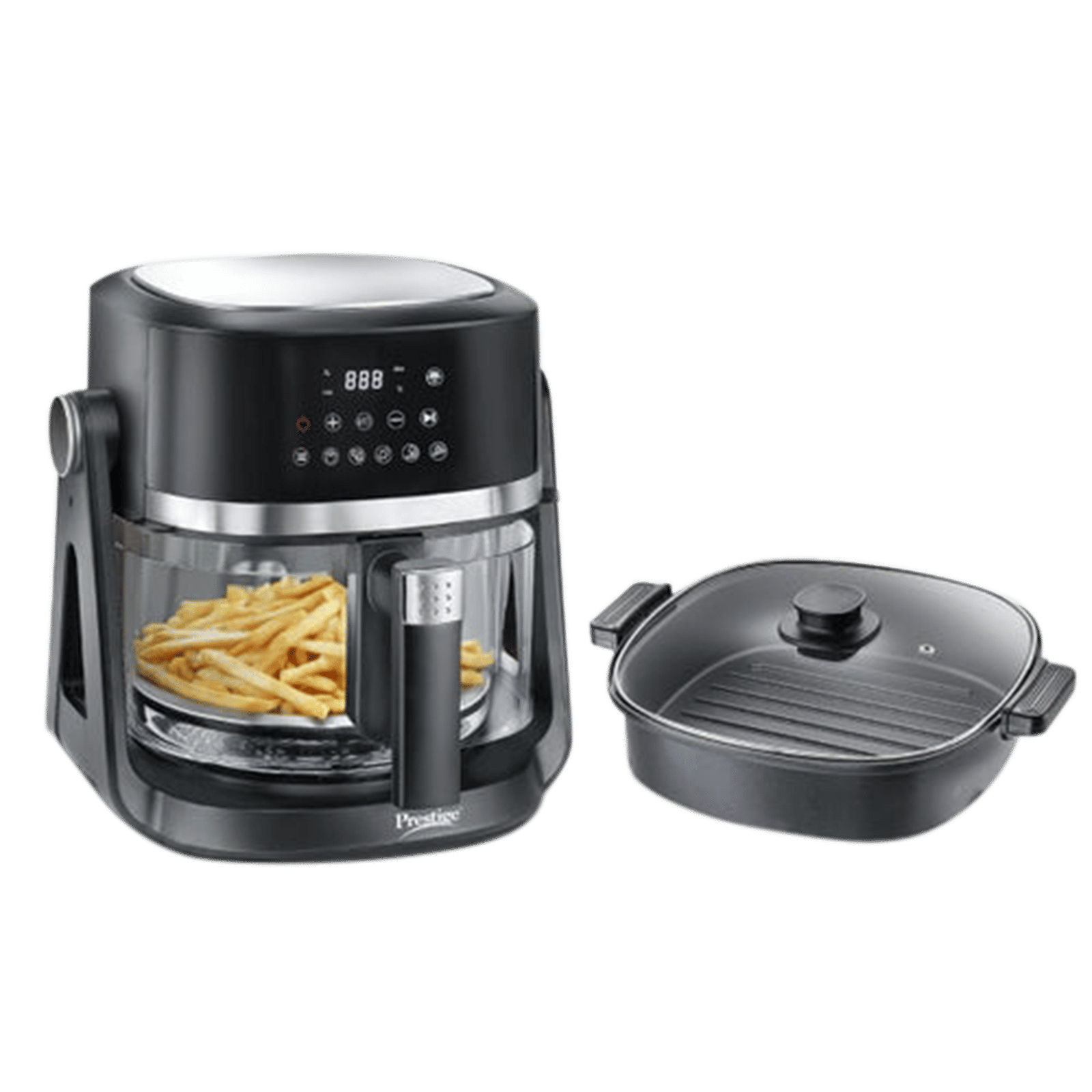 Prestige AirFlip 4.5L 1500 Watt Digital Air Fryer with 360 Degree View Glass Basket (Black)
