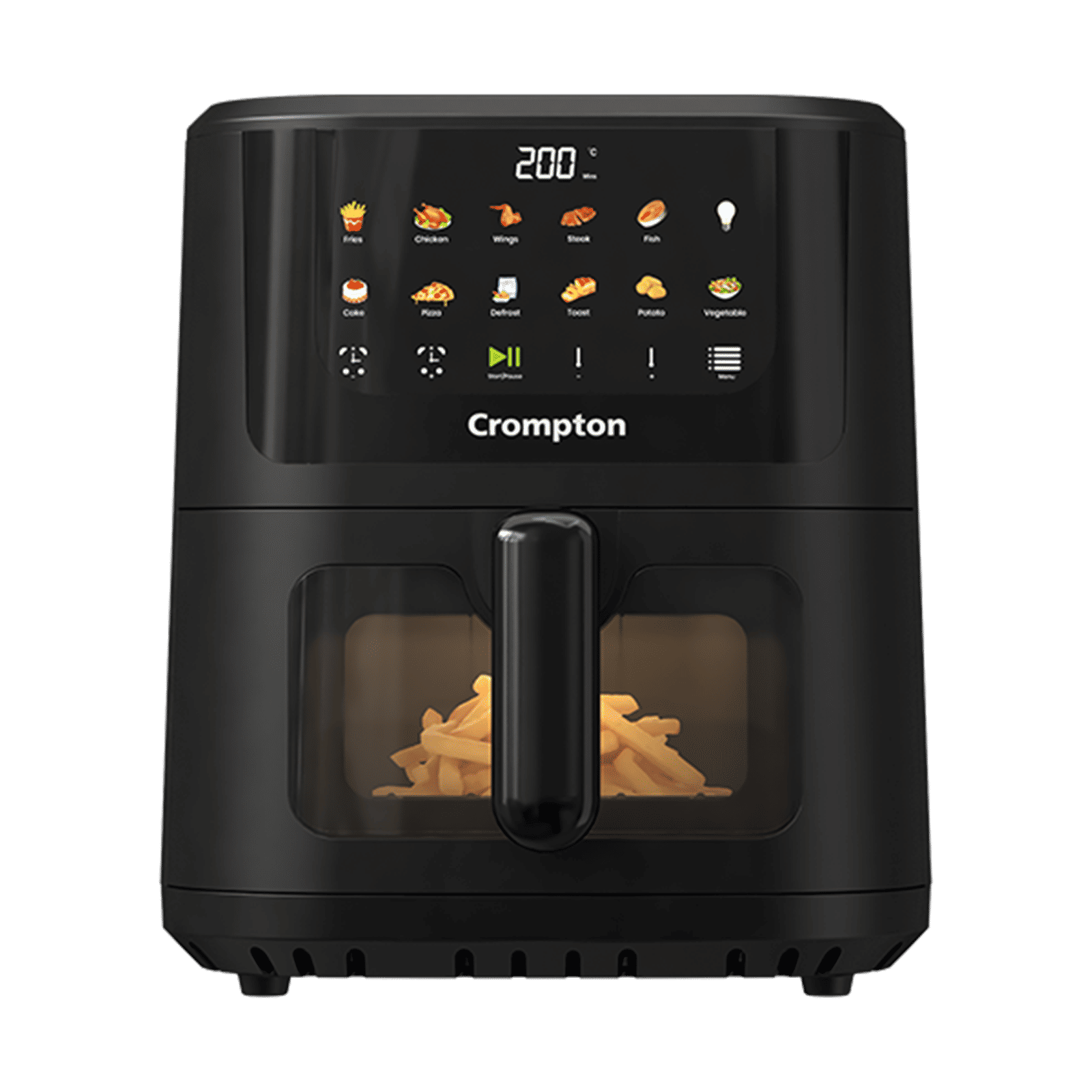 Crompton ameo pro 5.5l 1350 watt digital air fryer with 11 preset menus (black)