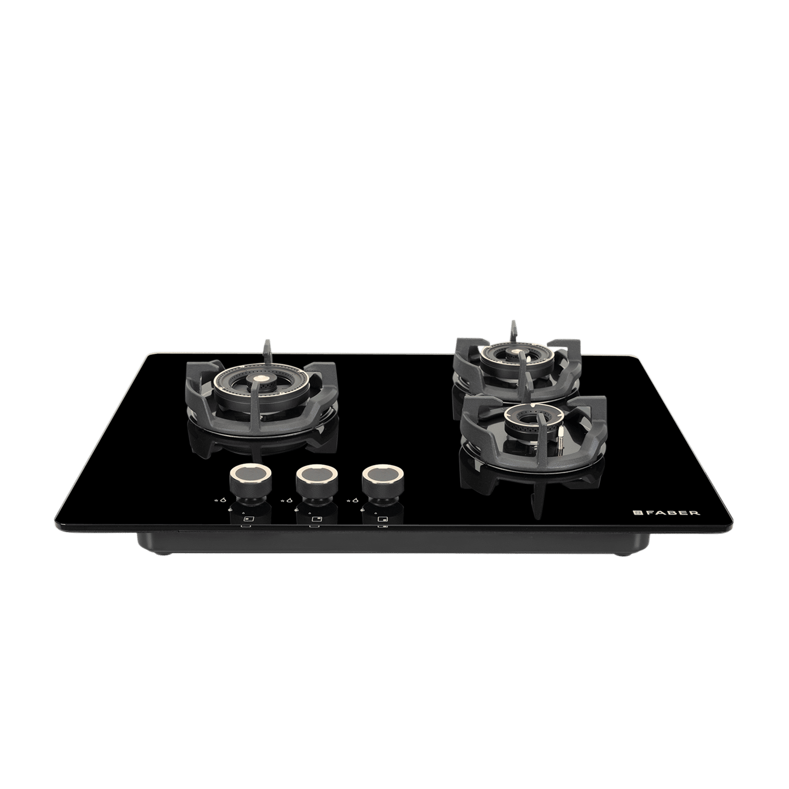 Faber Experia HT703 BR AL AI IN Toughened Glass Top 3 Burner Automatic Hob (Spill-Proof Design, Black)
